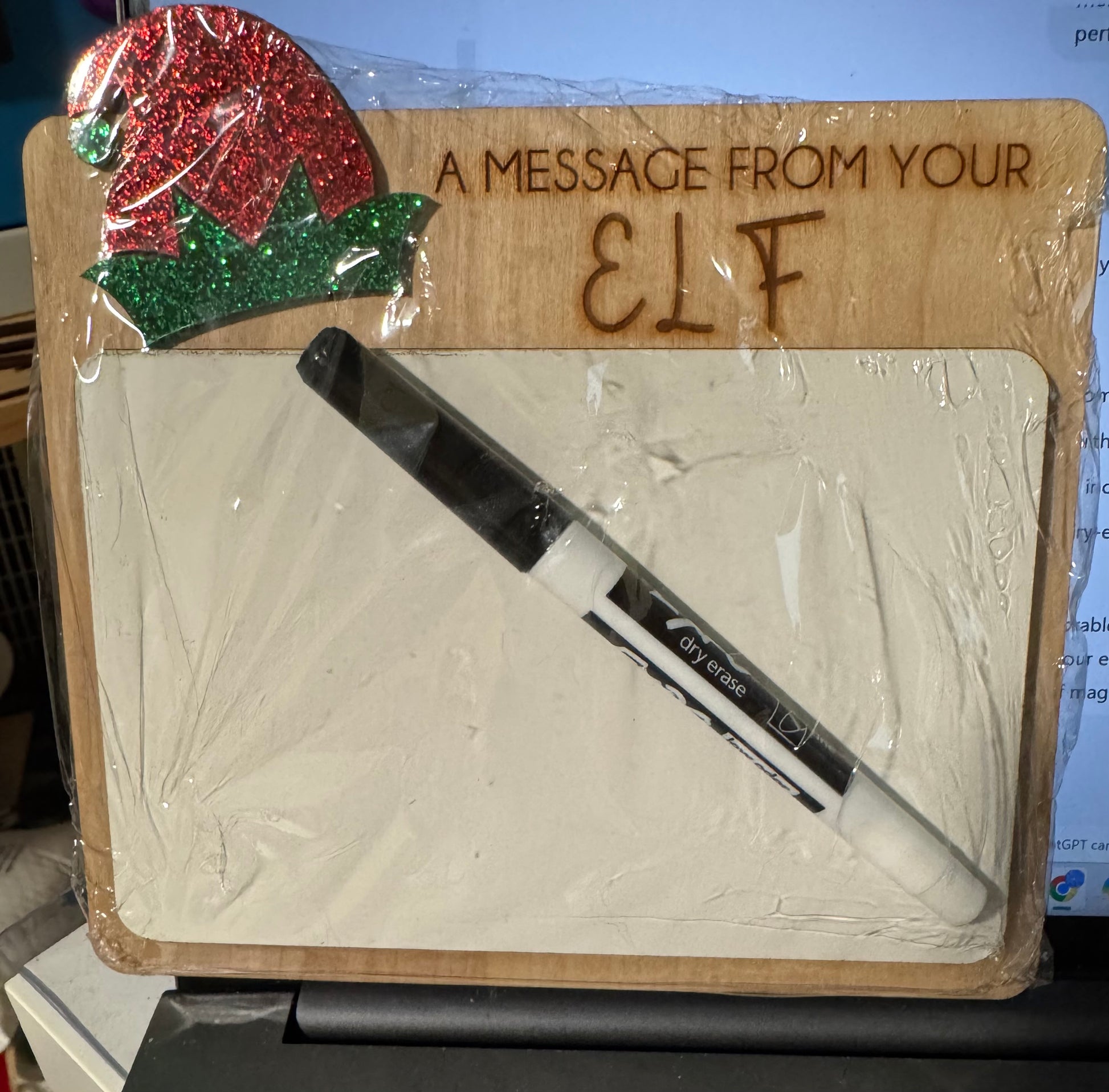 message from your elf dry erase board. 