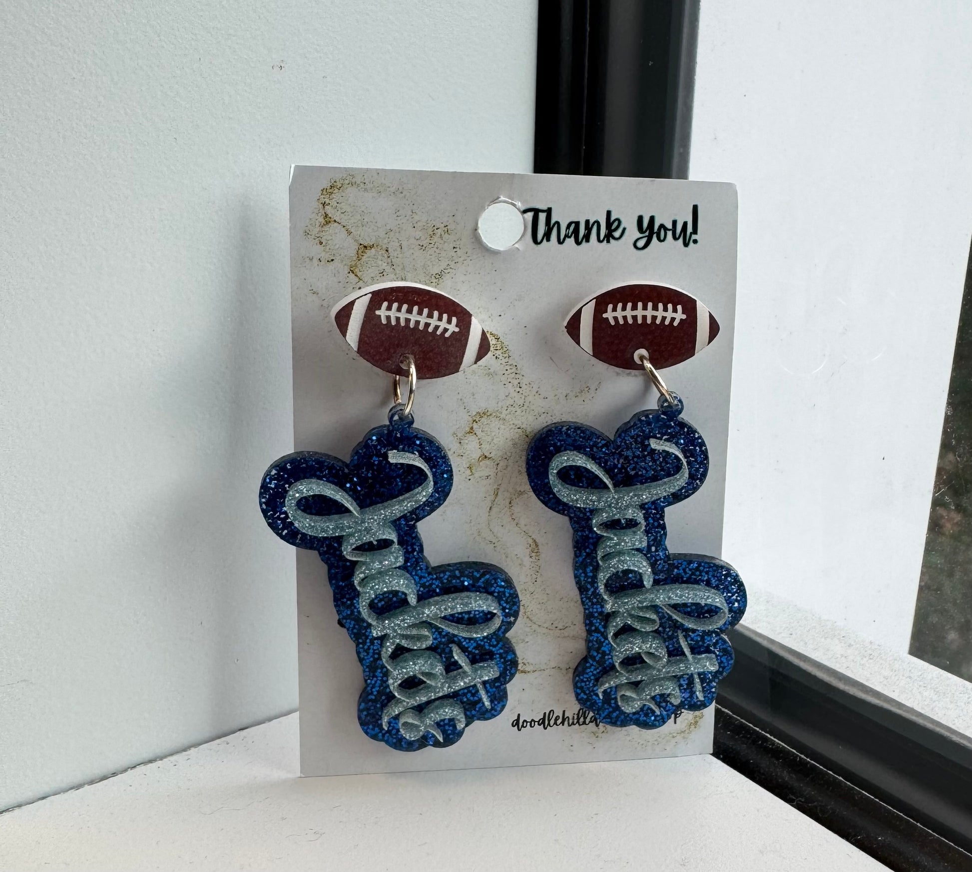 game day jackets two layered acrylic earrings with football post 
