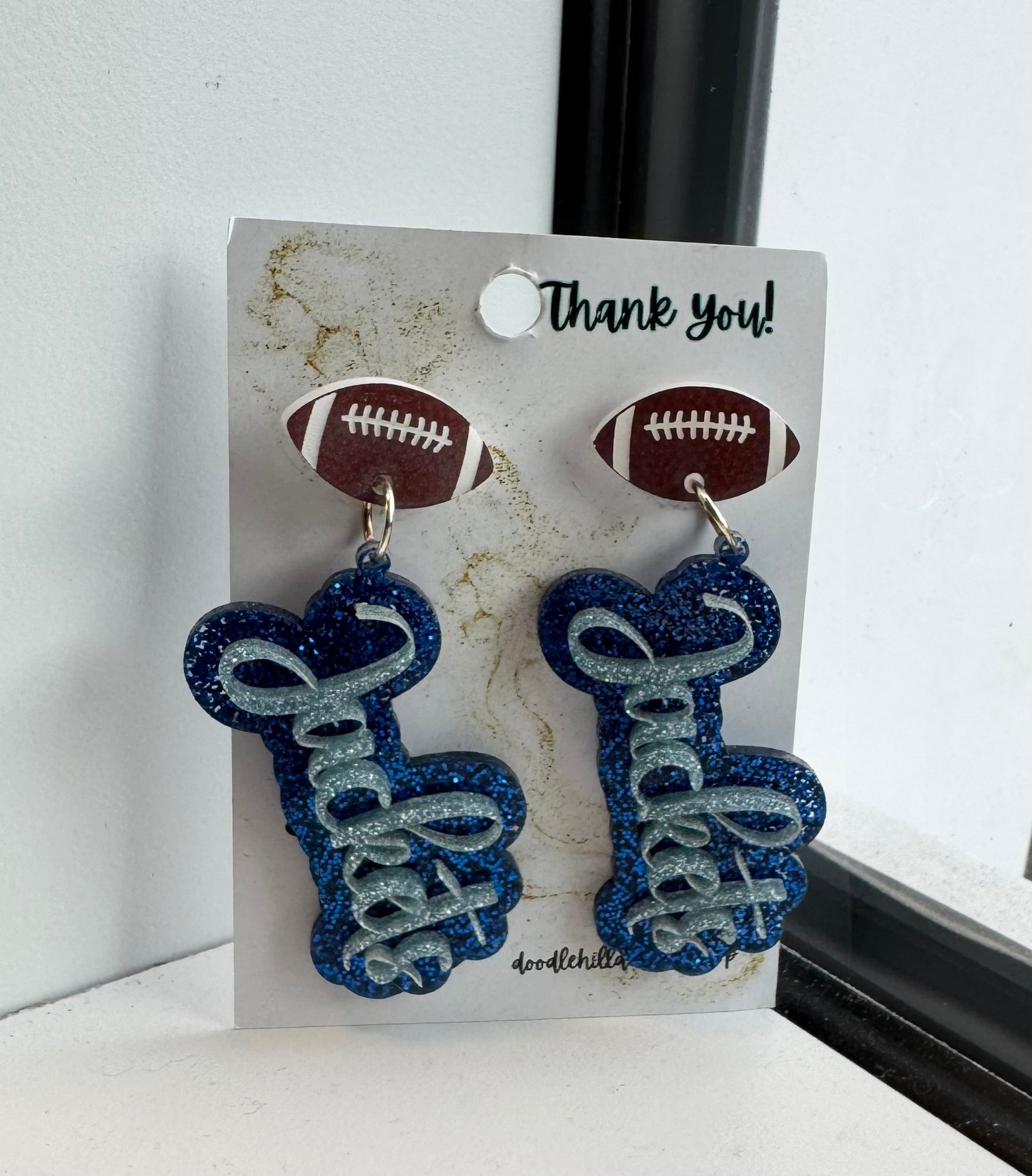 game day jackets two layered acrylic earrings with football post 