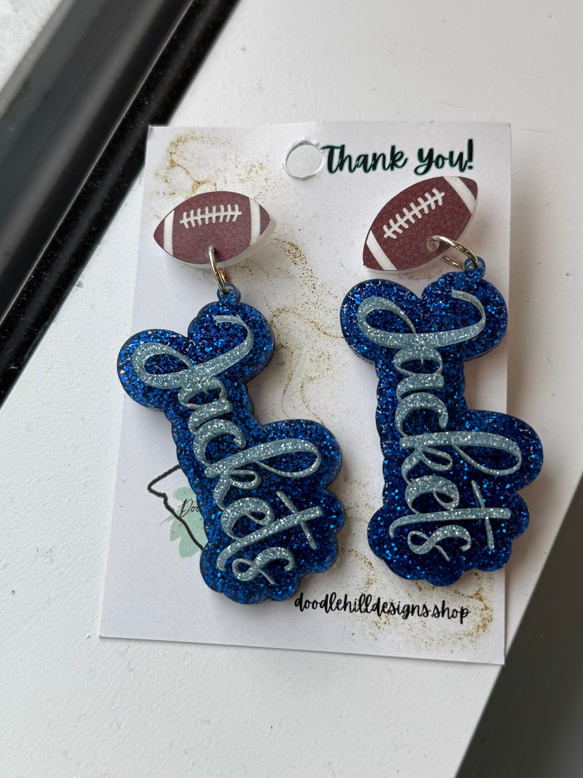 game day jackets two layered acrylic earrings with football post 