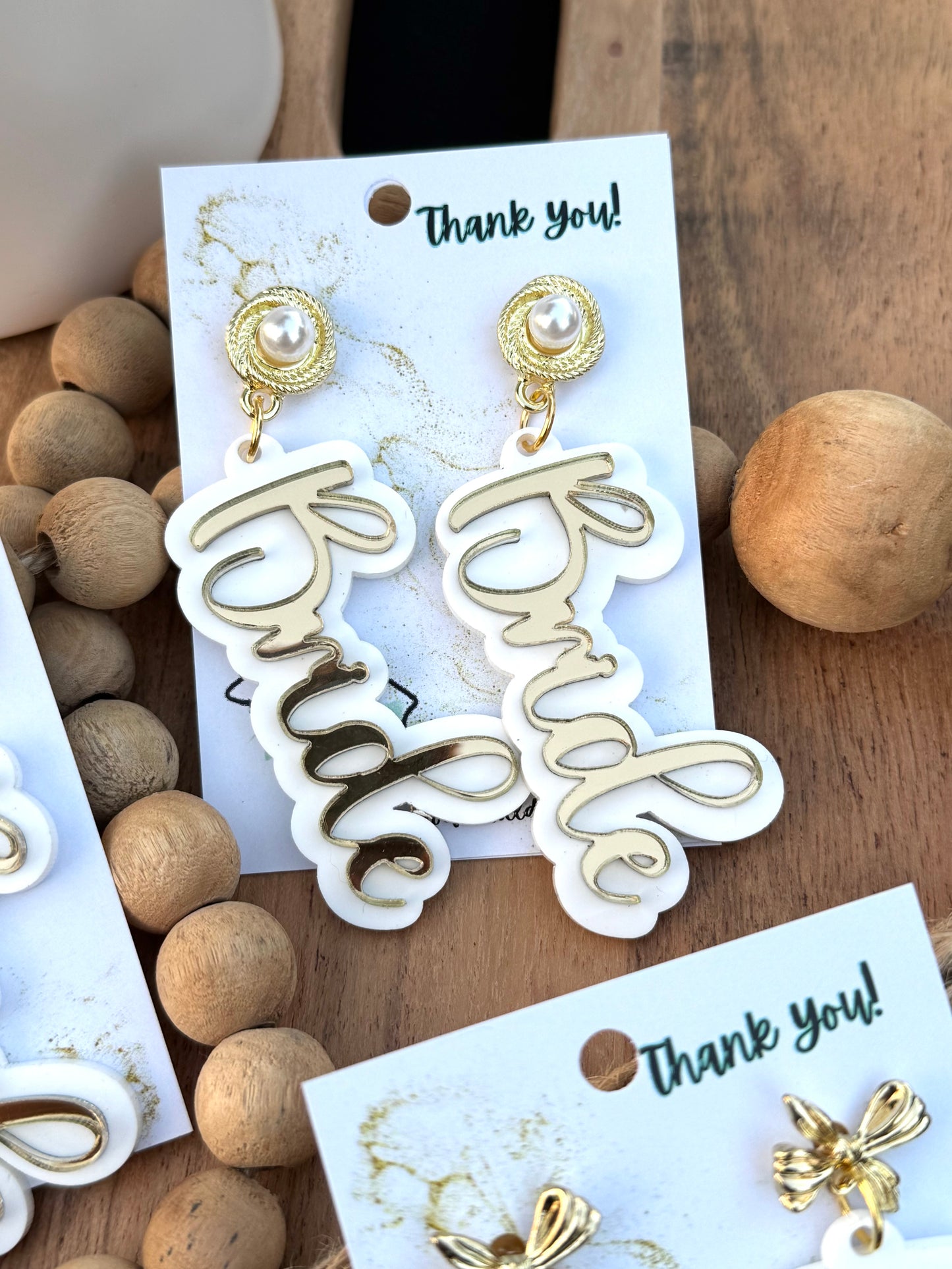 Bride Acrylic Earrings – 2 Inches | Lightweight & Stylish for Bridal Showers & Bachelorette Parties