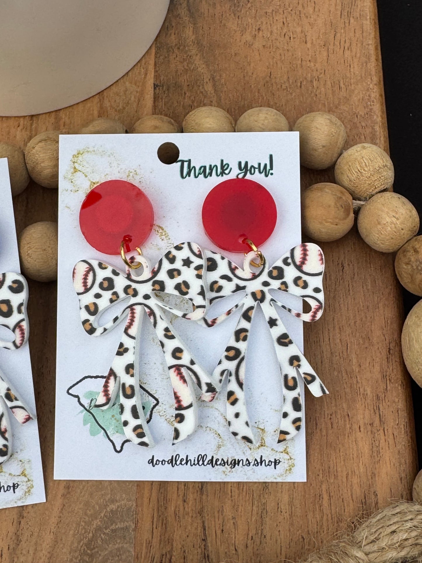 Baseball Coquette Bow Acrylic Earrings – 2 Inches – Customizable Posts-baseball mom earrings