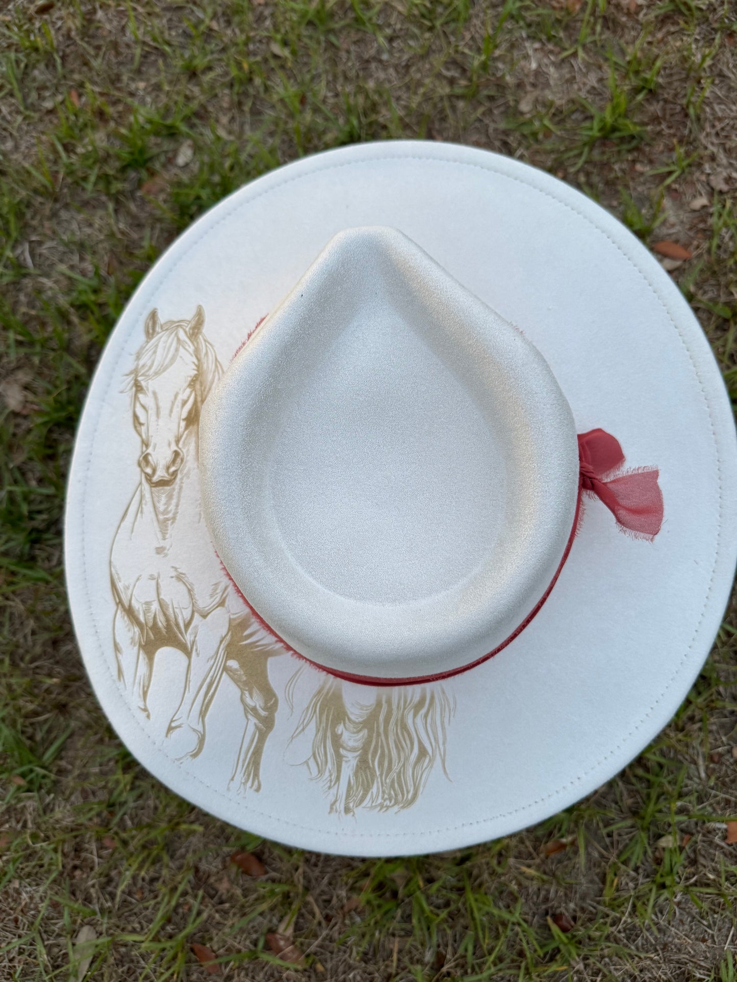 Vegan Suede Western Flat Brim Hat | Custom Engraved Cowgirl Hat | Interchangeable Lace Hat Band | Boho Western Fedora