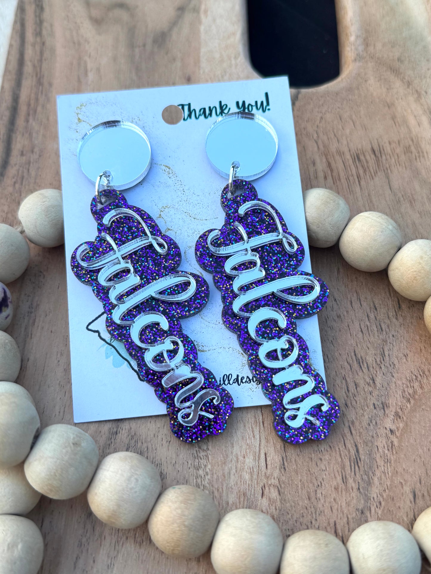 Falcon game day earrings, Falcon mascot