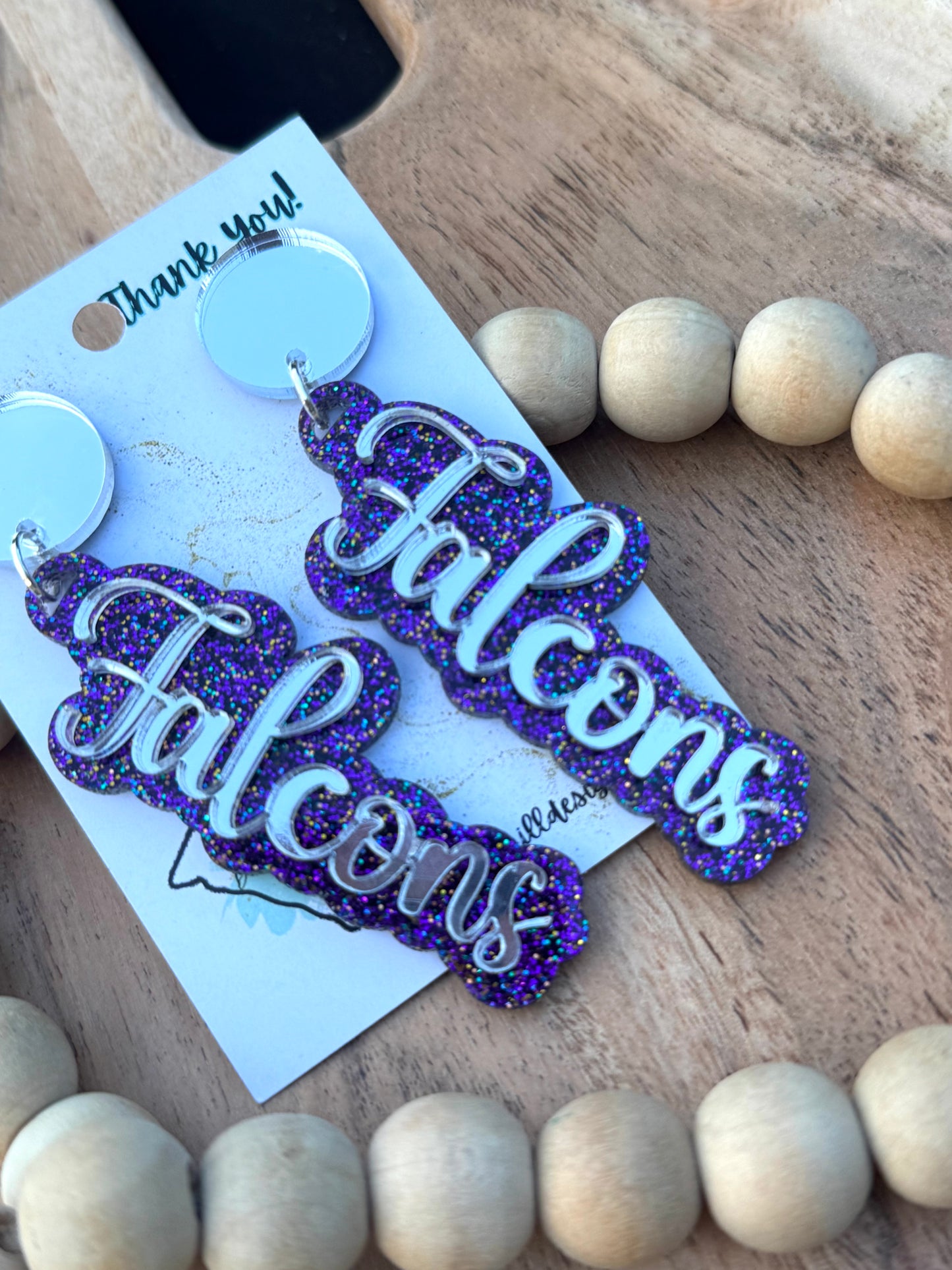 Falcon game day earrings, Falcon mascot