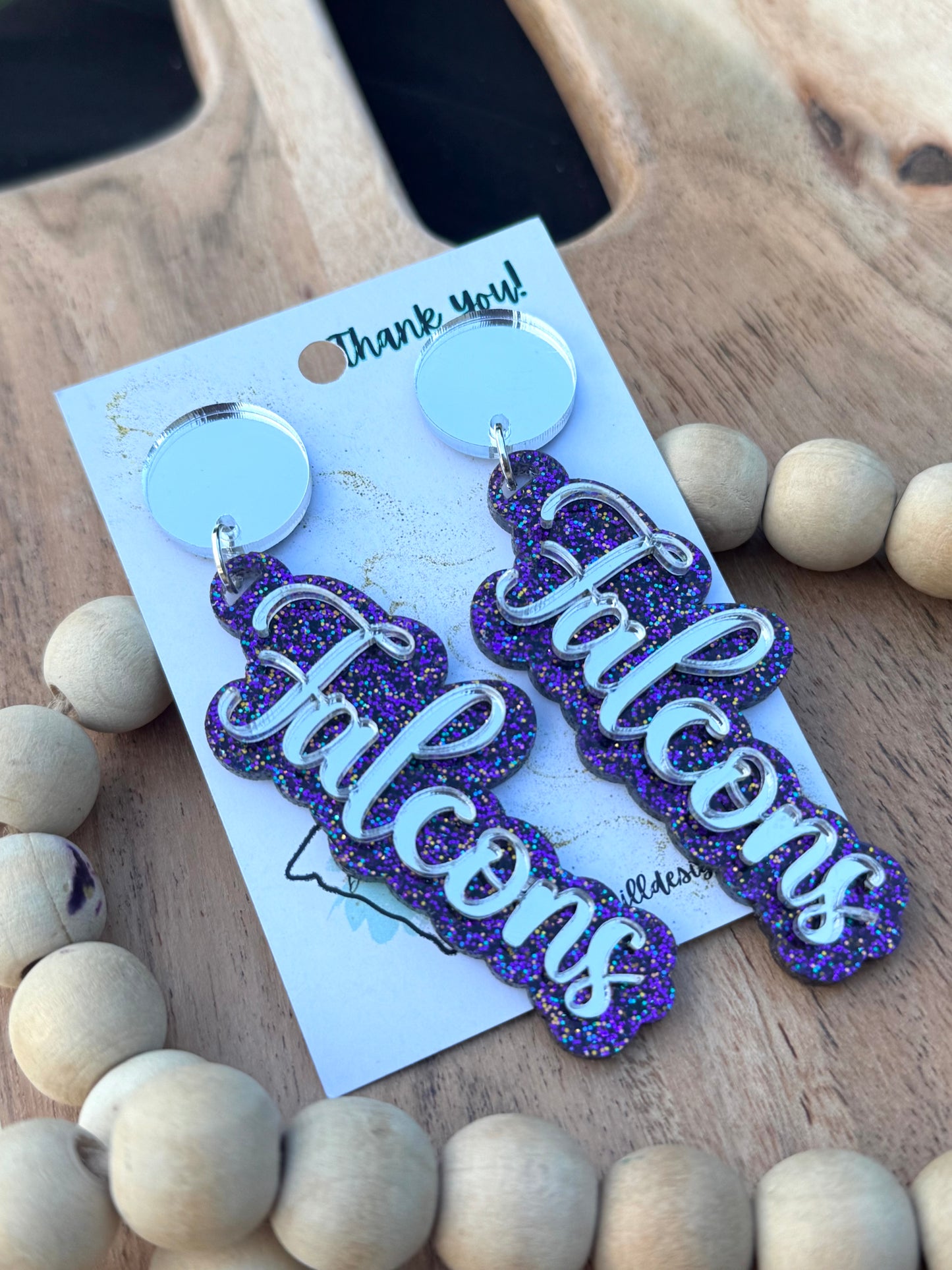 Falcon game day earrings, Falcon mascot