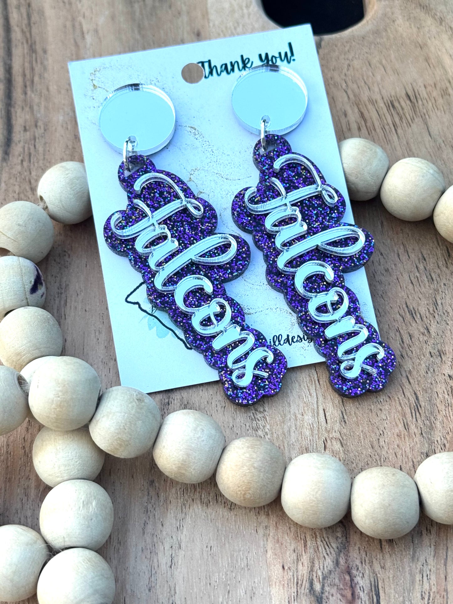 Falcon game day earrings, Falcon mascot