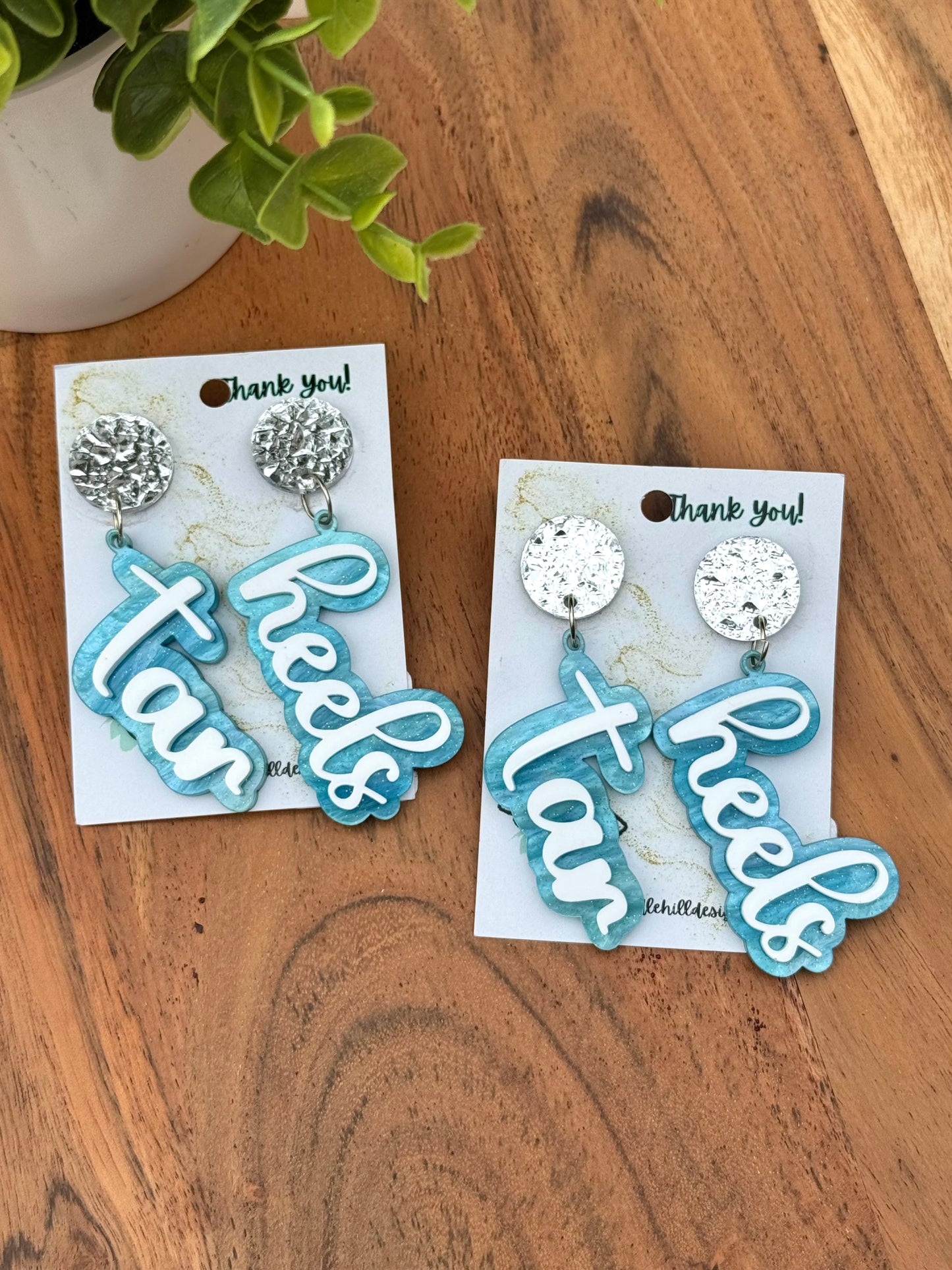North Carolina Tar Heels Earrings – Lightweight Acrylic Dangle Jewelry | 2.5 Inch Game Day Spirit Wear