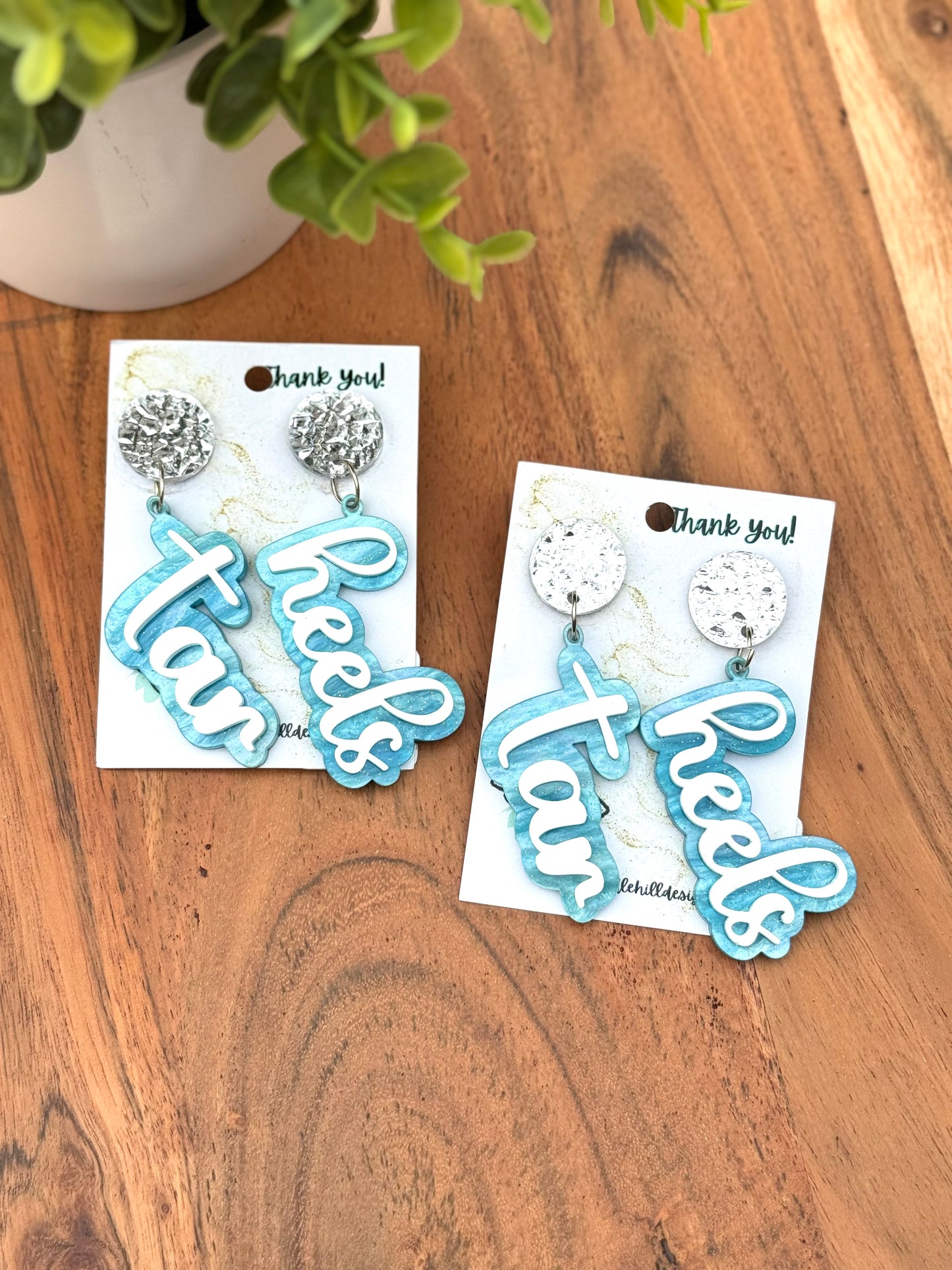 North Carolina Tar Heels Earrings – Lightweight Acrylic Dangle Jewelry | 2.5 Inch Game Day Spirit Wear