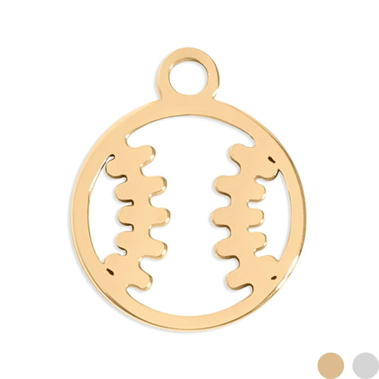 18K Gold PVD Stainless Steel Baseball Charm /
