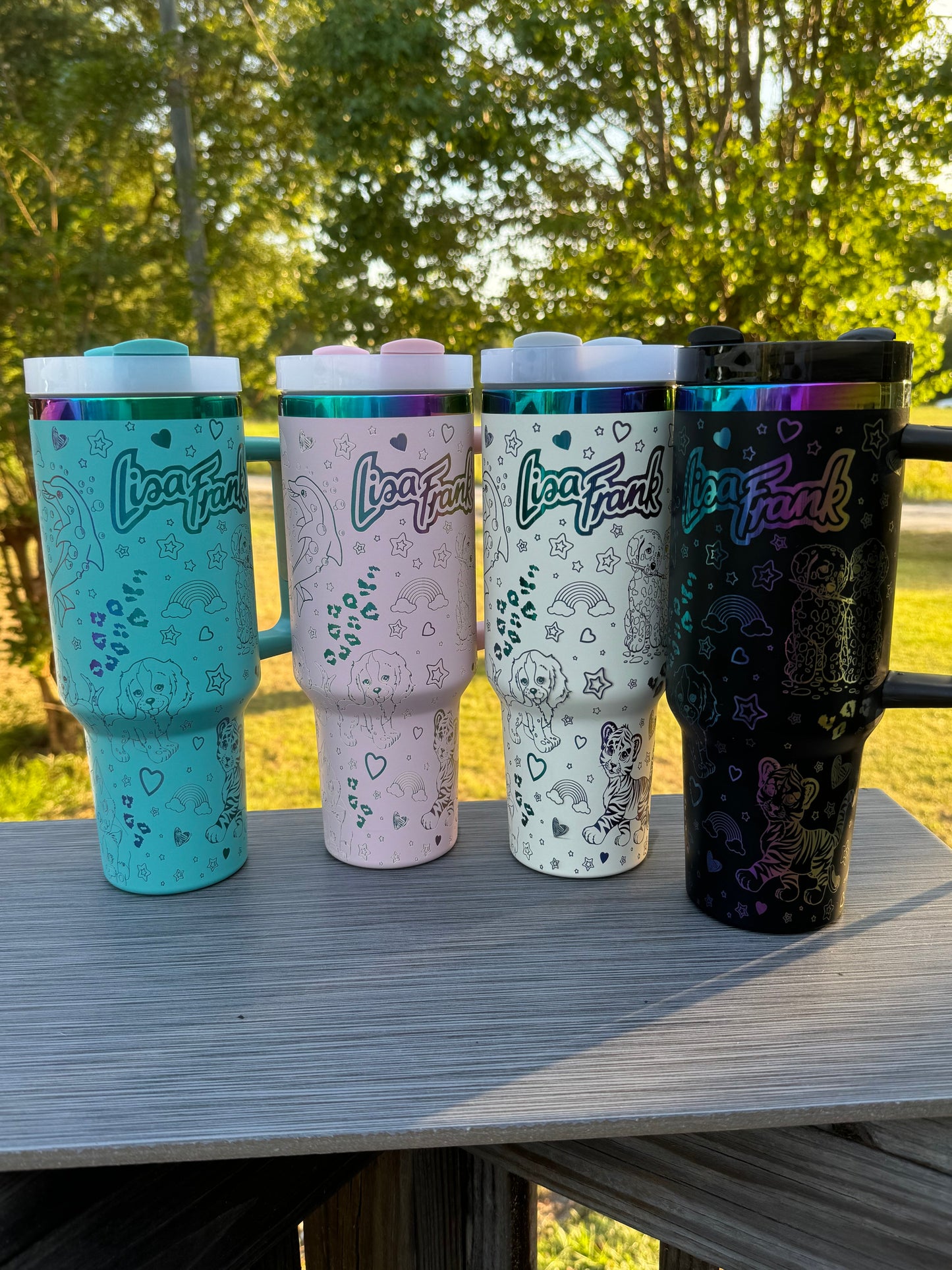 Calling all 90s girls Lisa Frank 40oz tumblers - Black