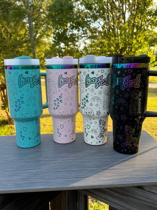 Calling all 90s girls Lisa Frank 40oz tumblers - Black