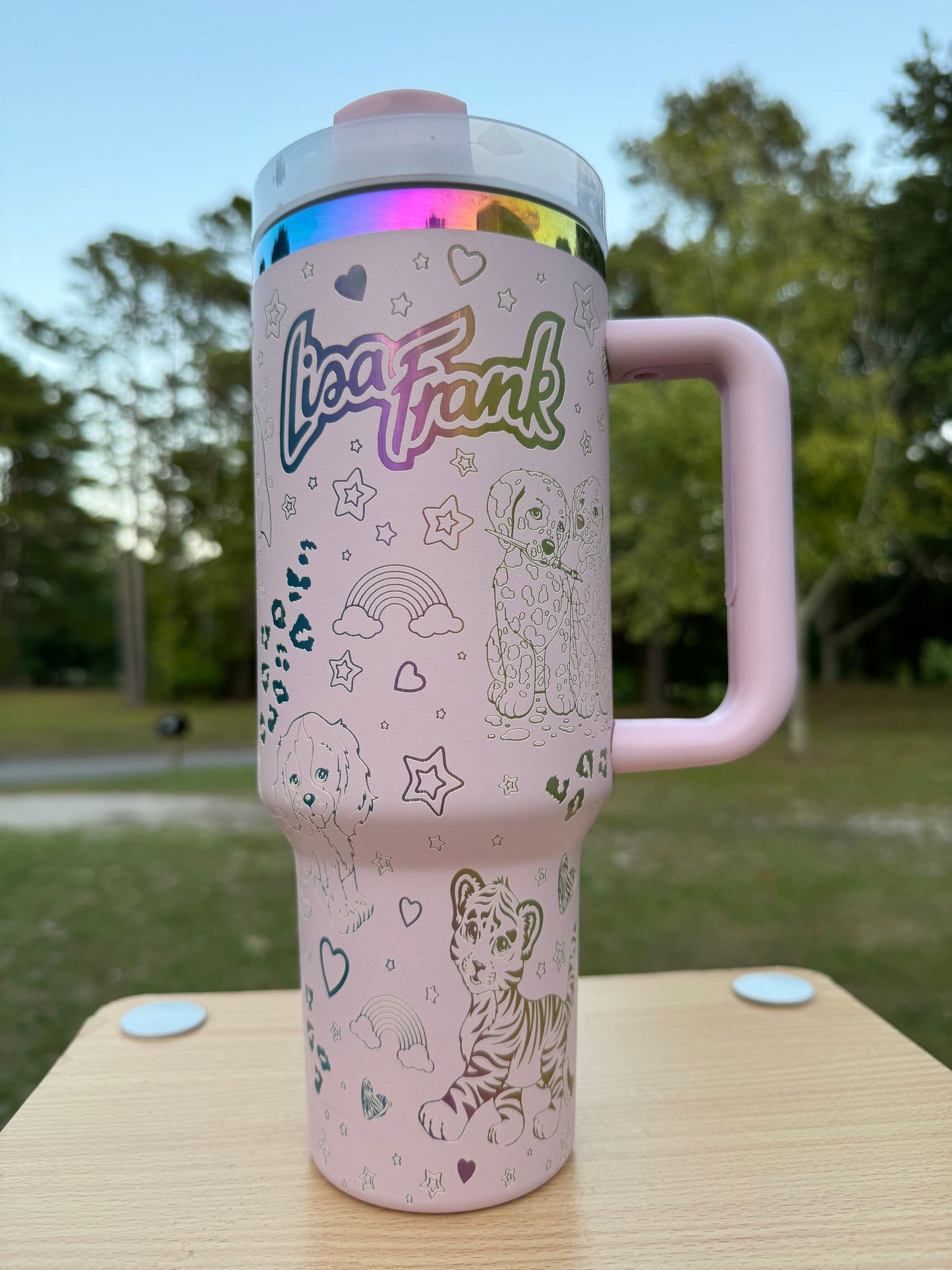 Calling all 90s girls Lisa Frank 40oz tumblers - Light Pink