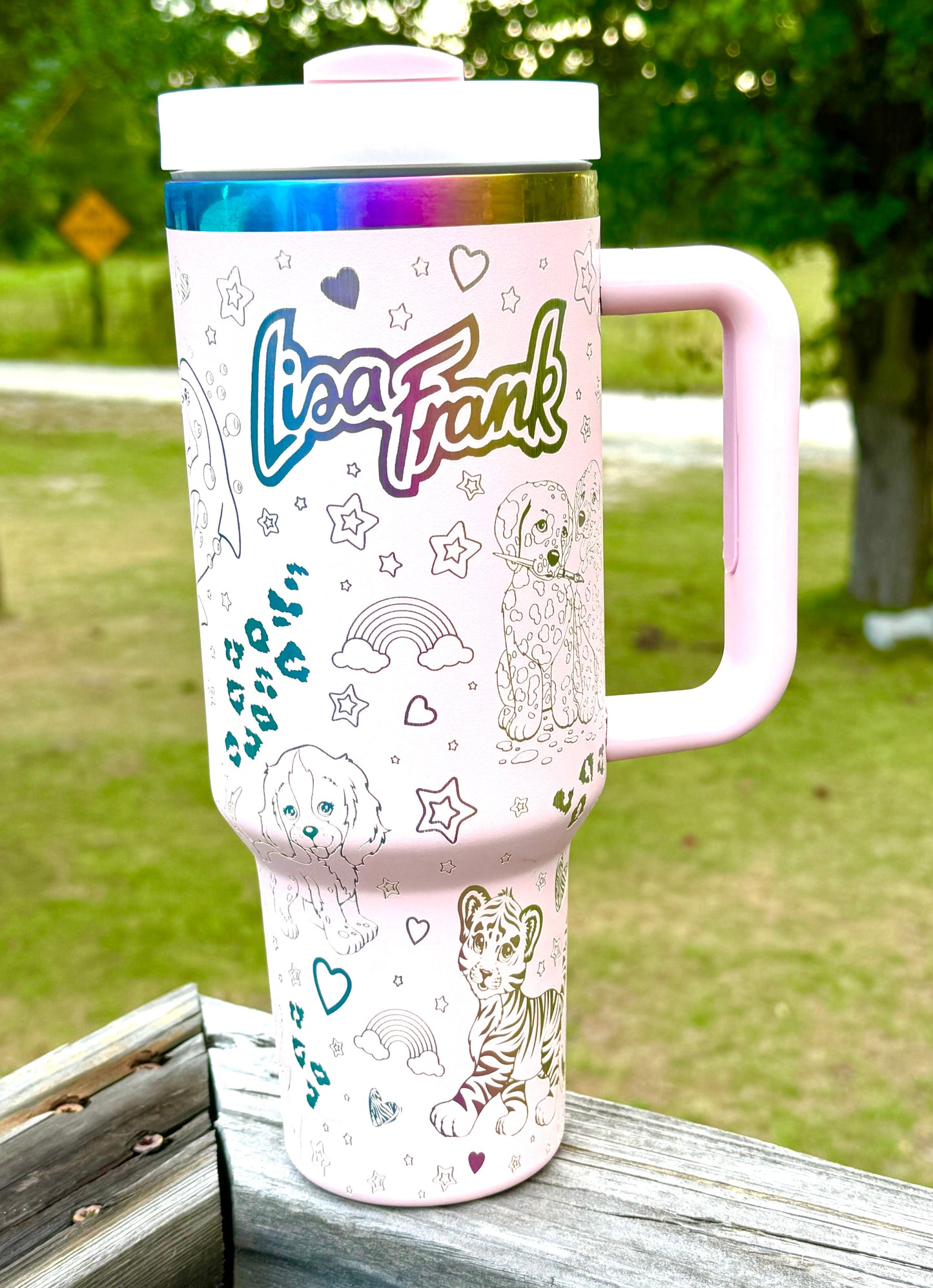 Calling all 90s girls Lisa Frank 40oz tumblers - Off white