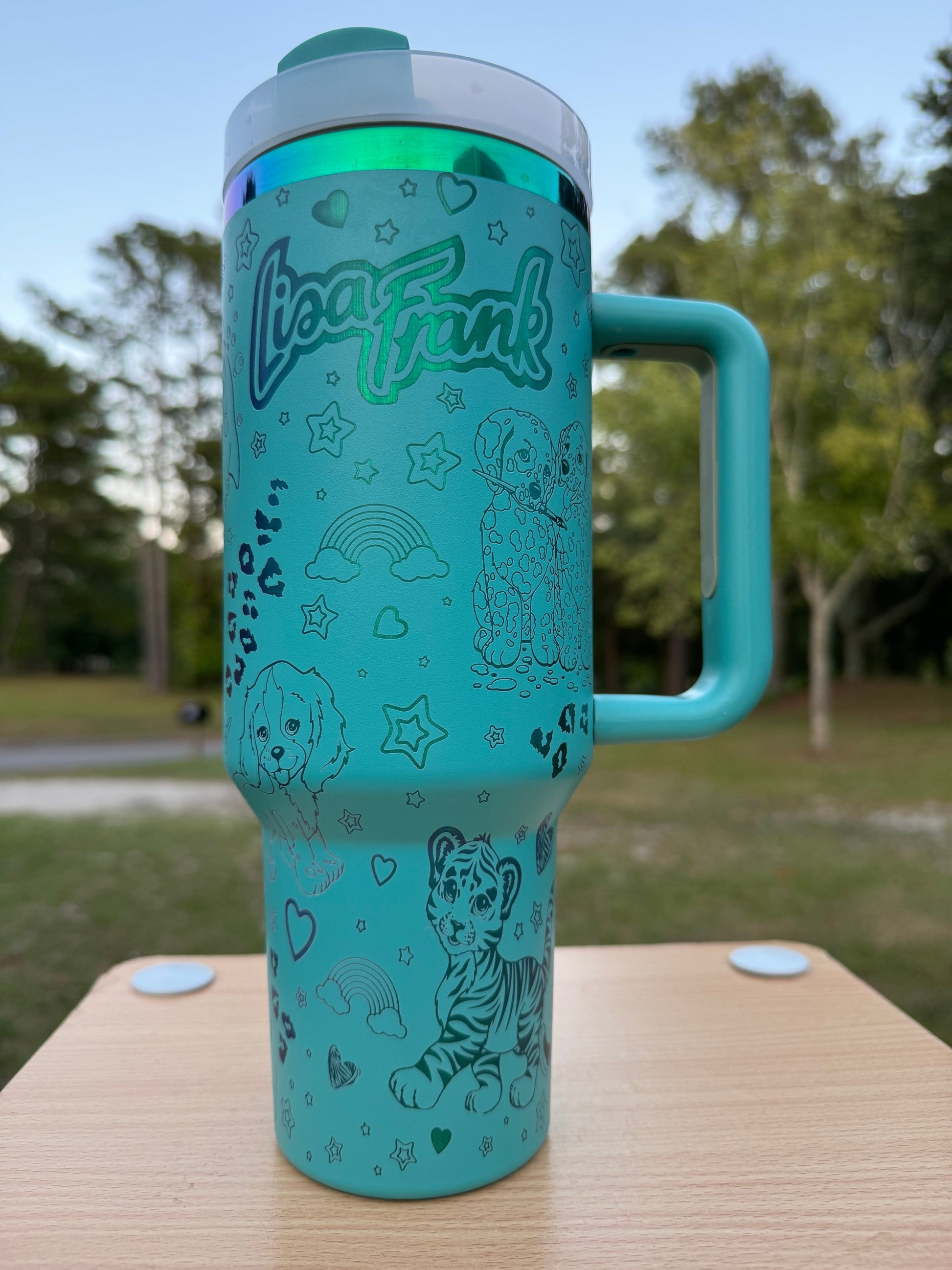 Calling all 90s girls Lisa Frank 40oz tumblers - Teal