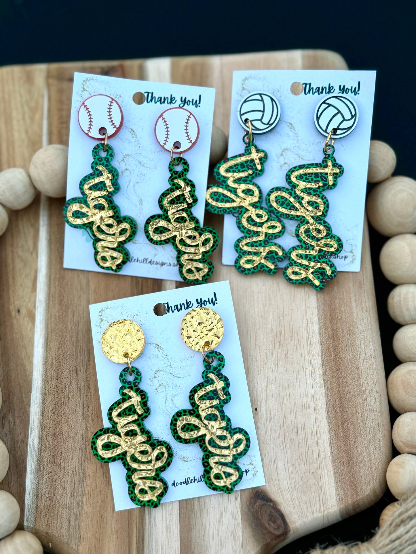Conway high earrings go tigers any sport school spirit, - gold post - Earrings