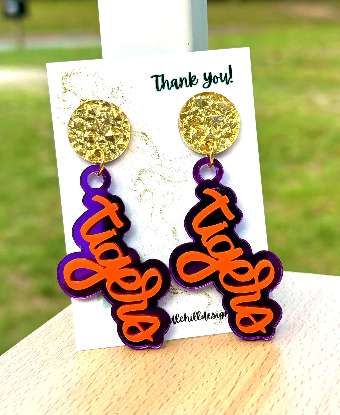 Game day statement earrings| Clemson earrings| Go Tigers| All in| Clemson University - Tigers words - Earrings