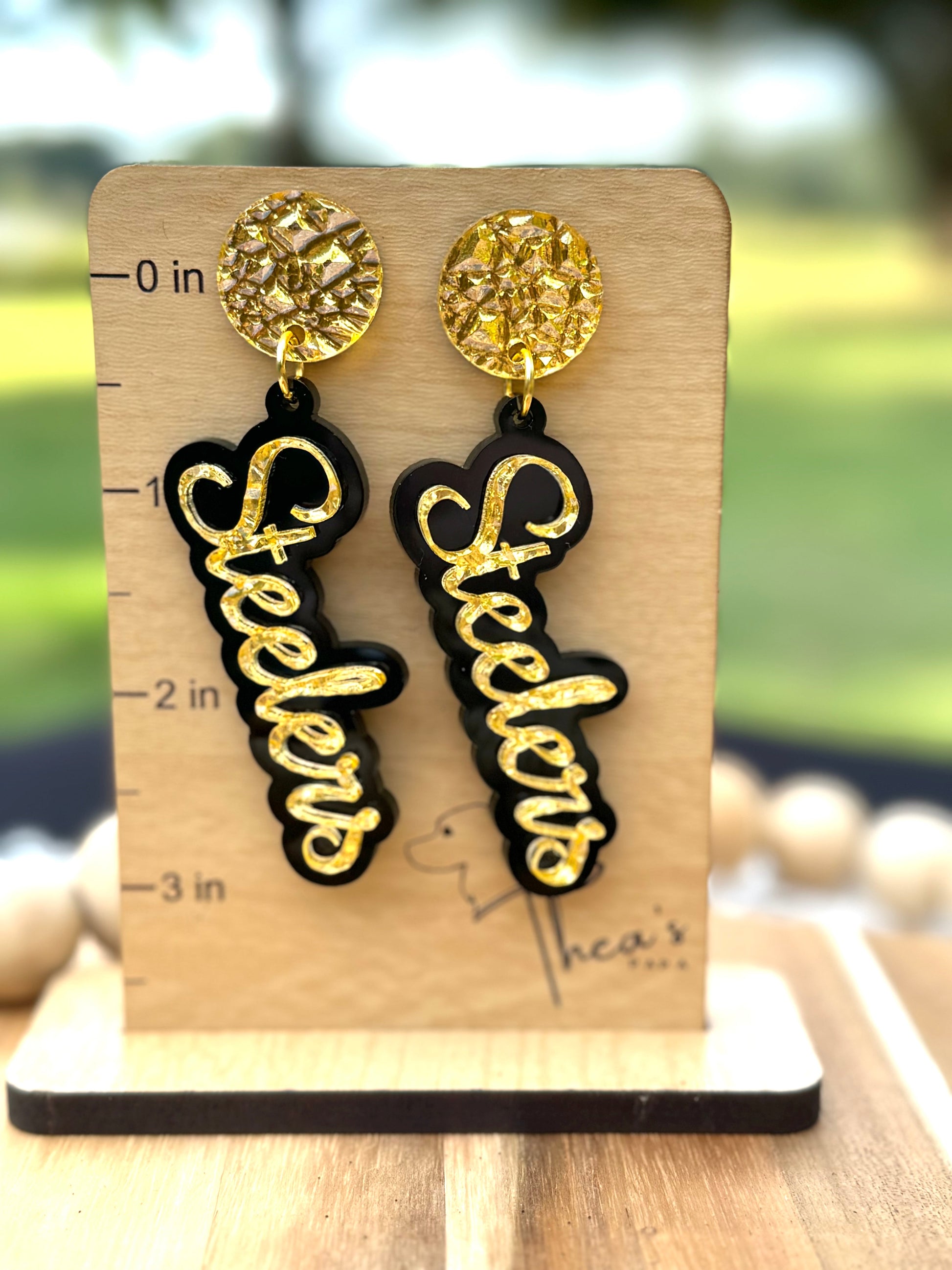 Game day statement earrings Here we go Terrible towel Steelers nation We are Family
