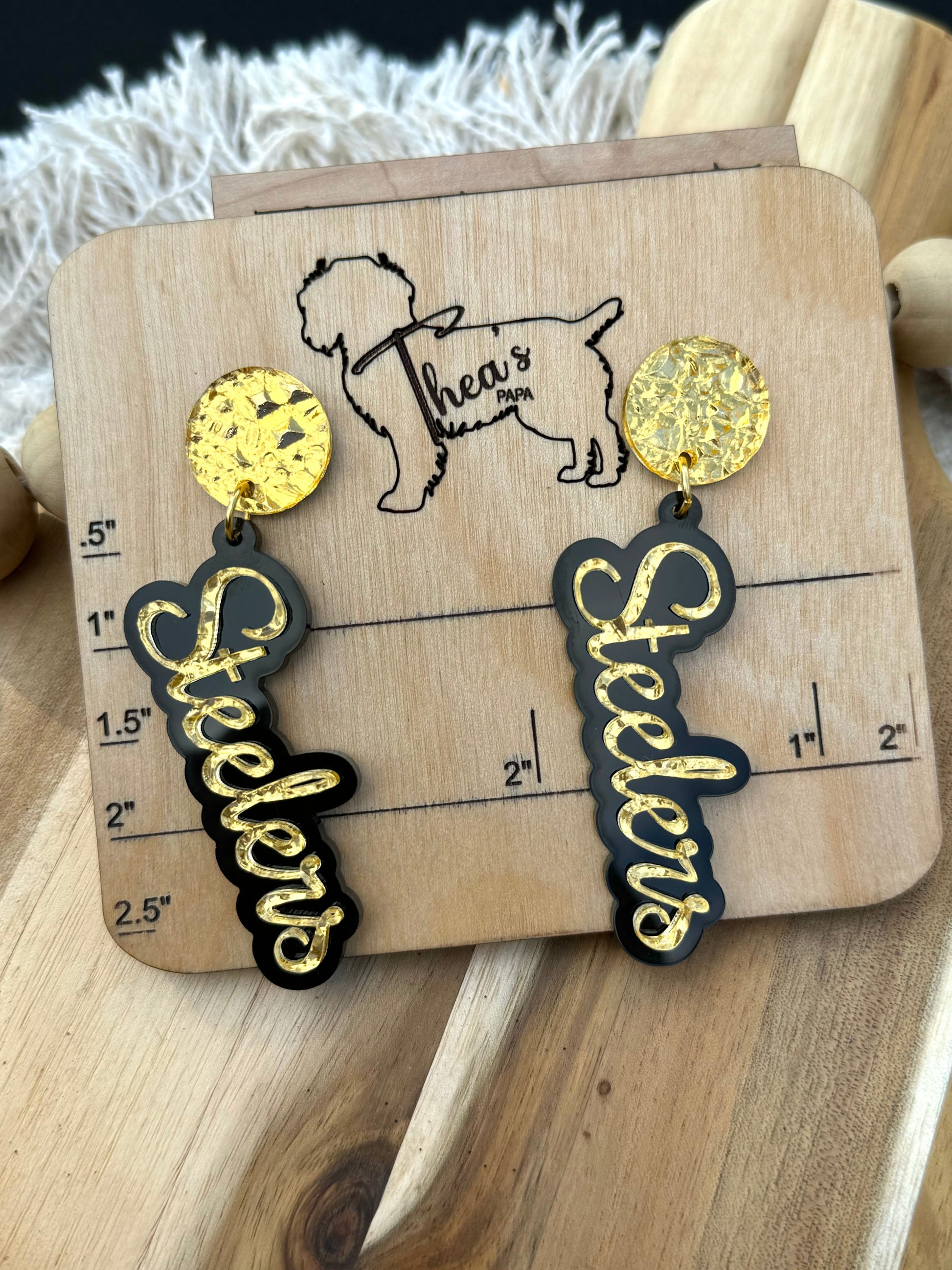Game day statement earrings Here we go Terrible towel Steelers nation We are Family