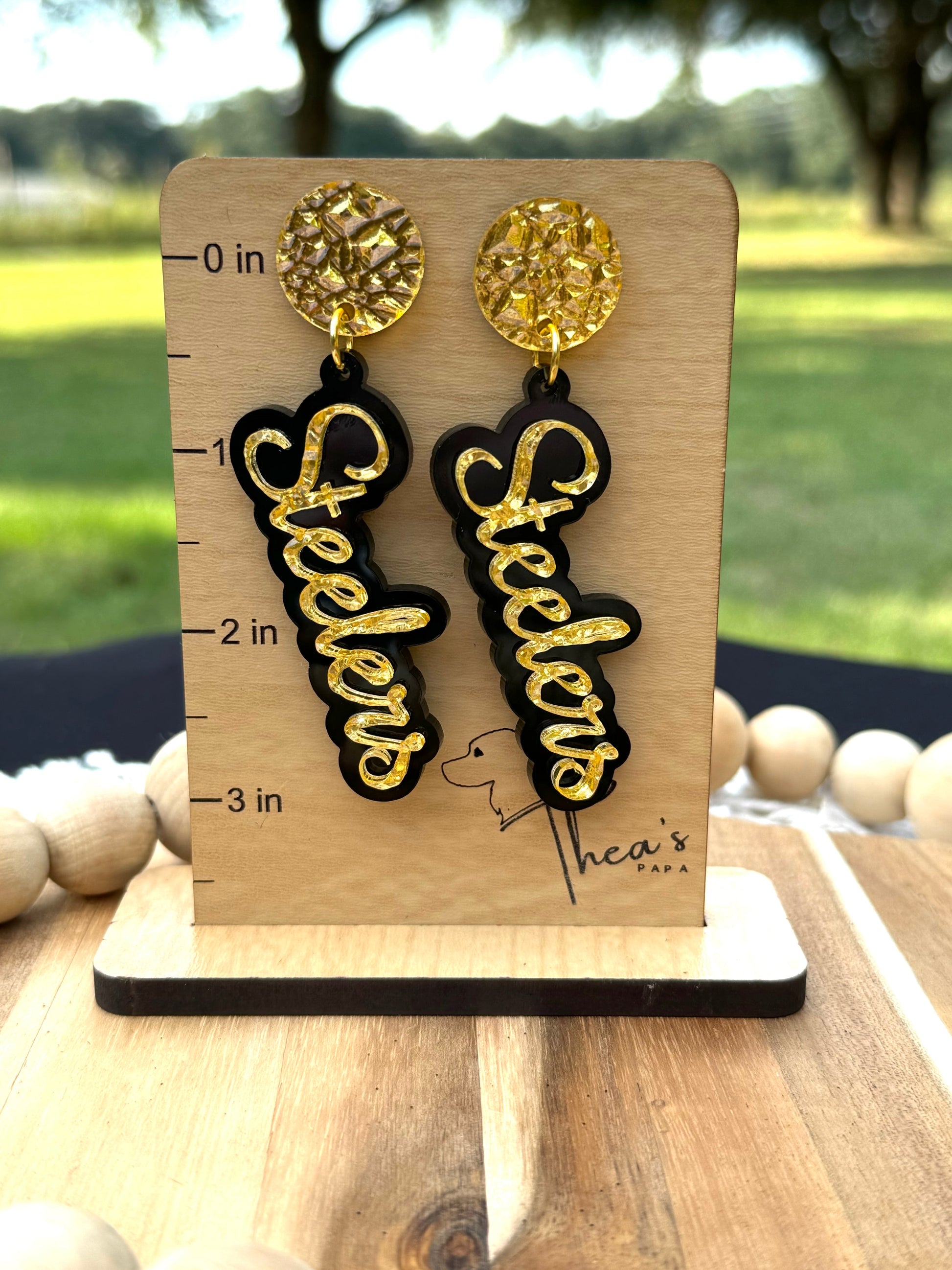 Game day statement earrings Here we go Terrible towel Steelers nation We are Family