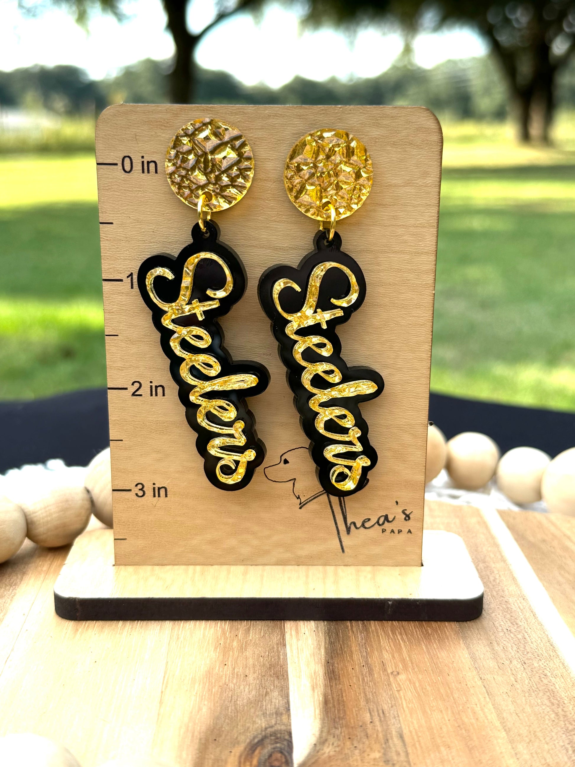 Game day statement earrings Here we go Terrible towel Steelers nation We are Family