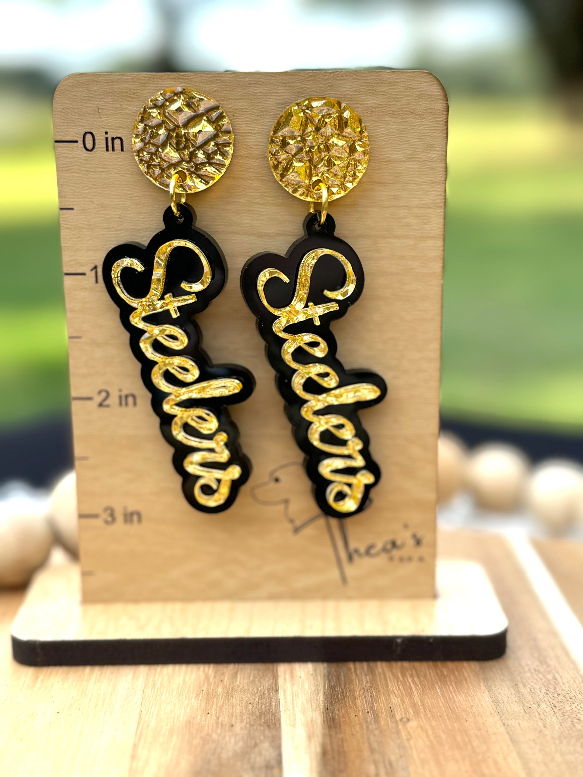 Game day statement earrings Here we go Terrible towel Steelers nation We are Family