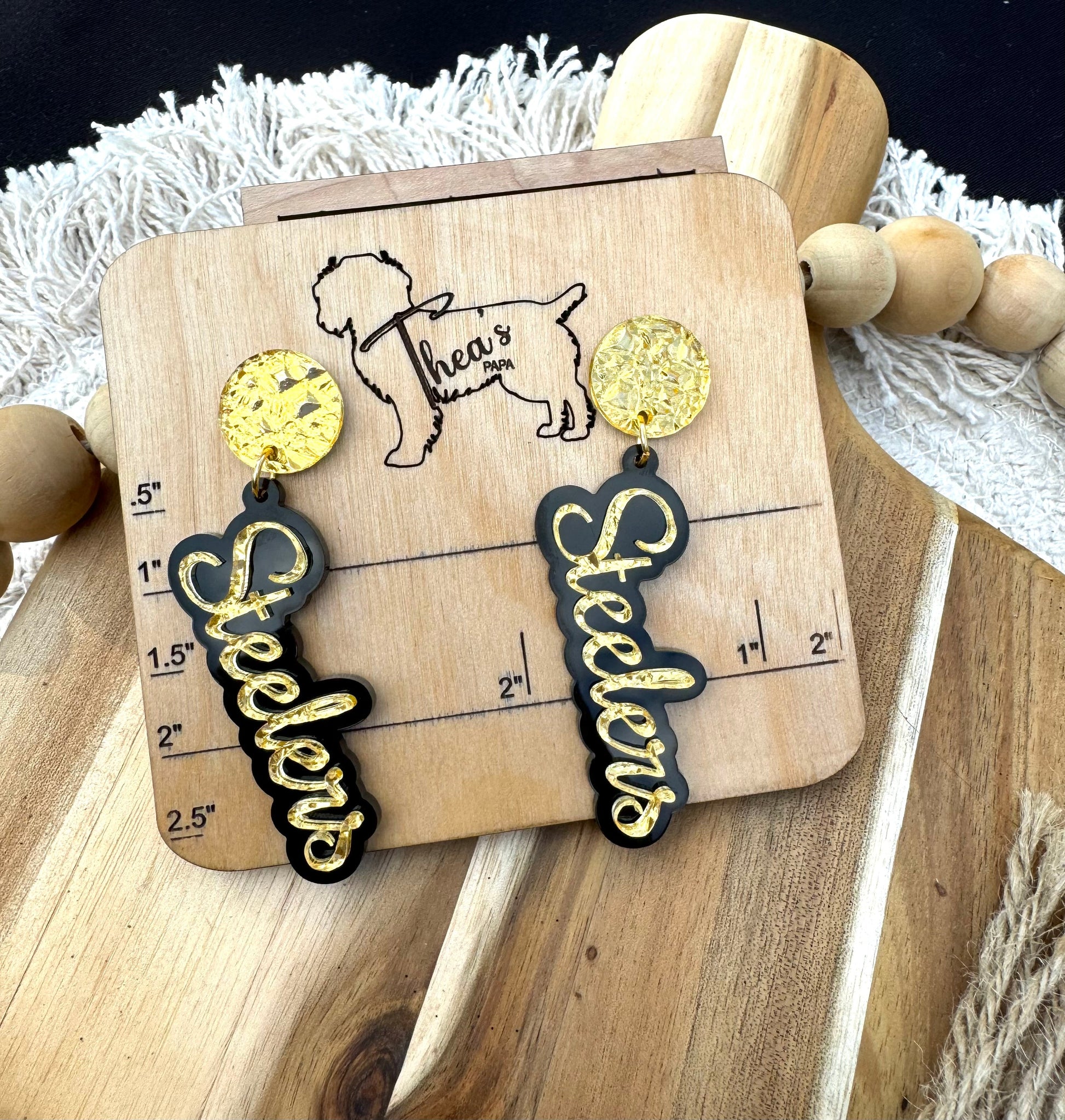 Game day statement earrings Here we go Terrible towel Steelers nation We are Family