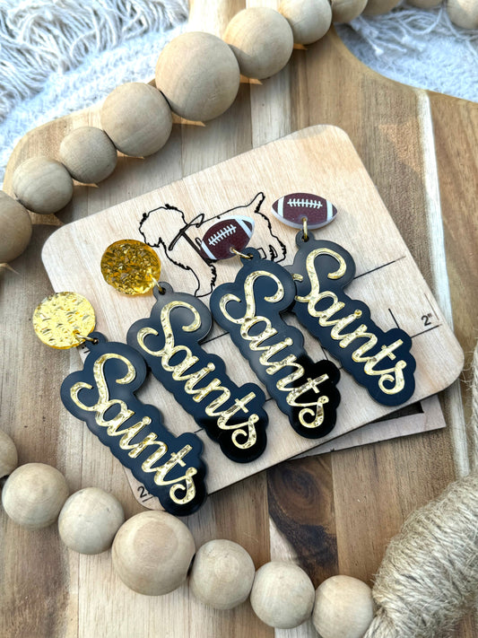 Game day statement earrings Saints earrings Who Dat Saints football Geaux Saints NOLA saints Saints pride? - Gold