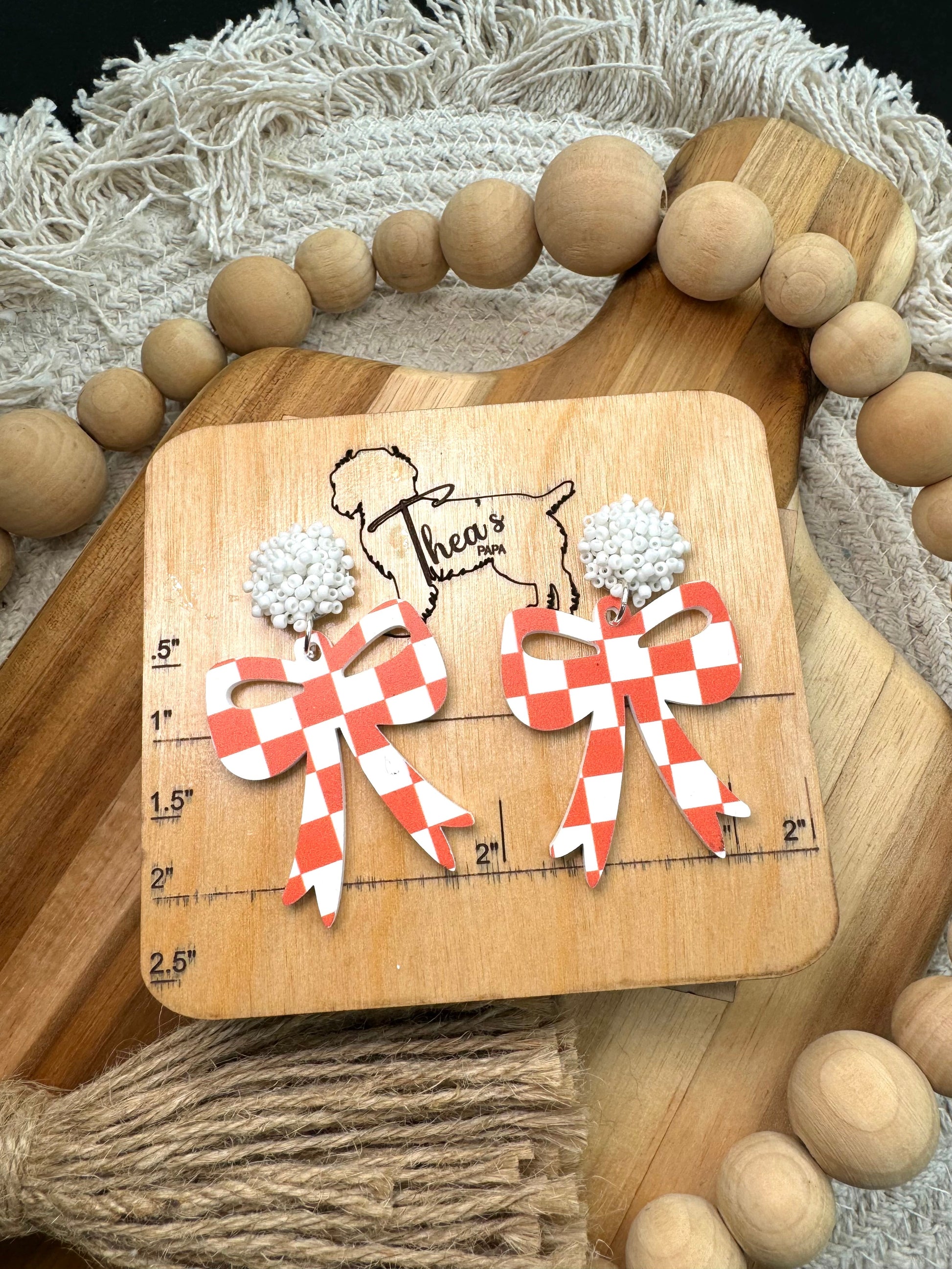 Game day statement earrings| Tennessee Volenteers| Vols 4 life| Rocky Top - Checkerboard bow