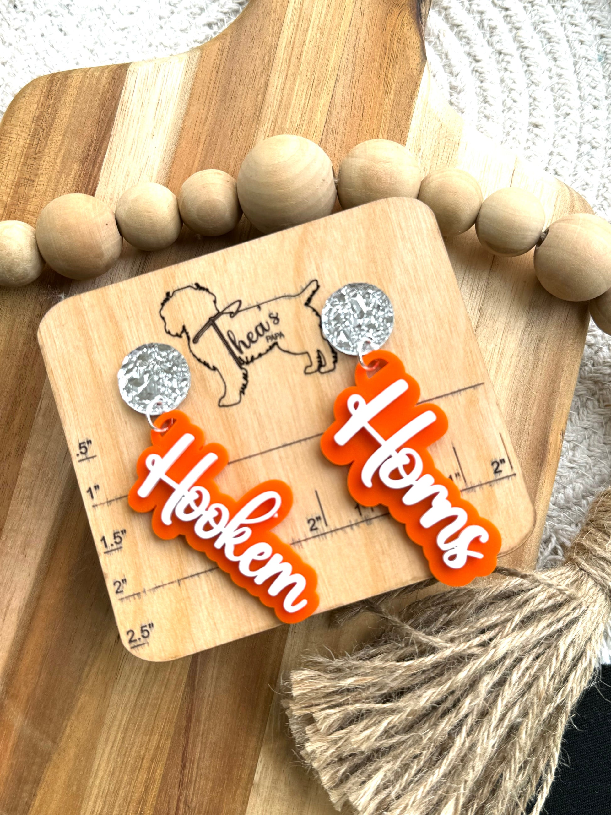 Game day statement earrings| University of Texas| Hook um horns| Longhorns| UT life