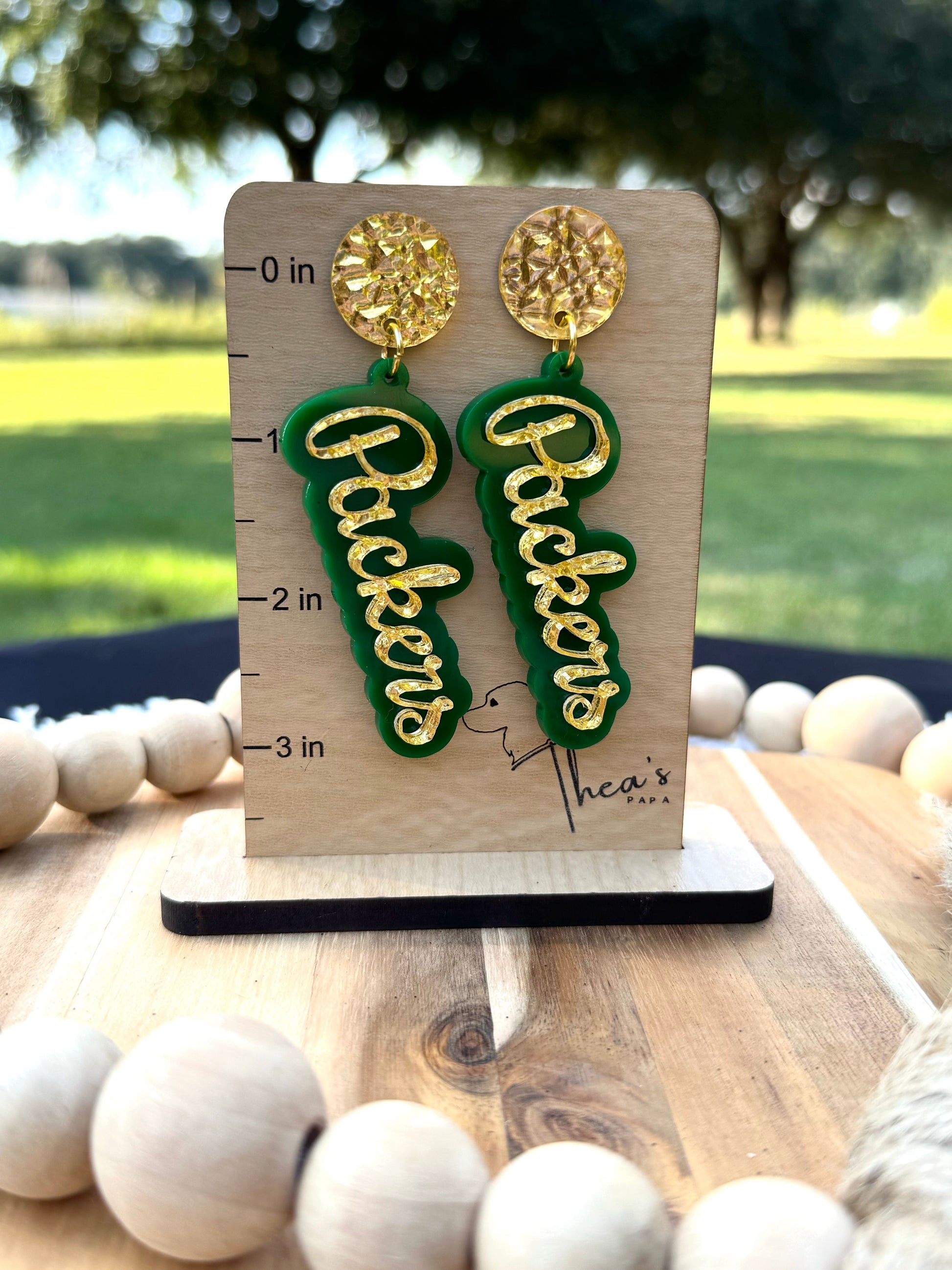Packers earrings Gameday statement earrings Spirit earrings Cheeseheads Lamheau field GO PACK GO - Earrings