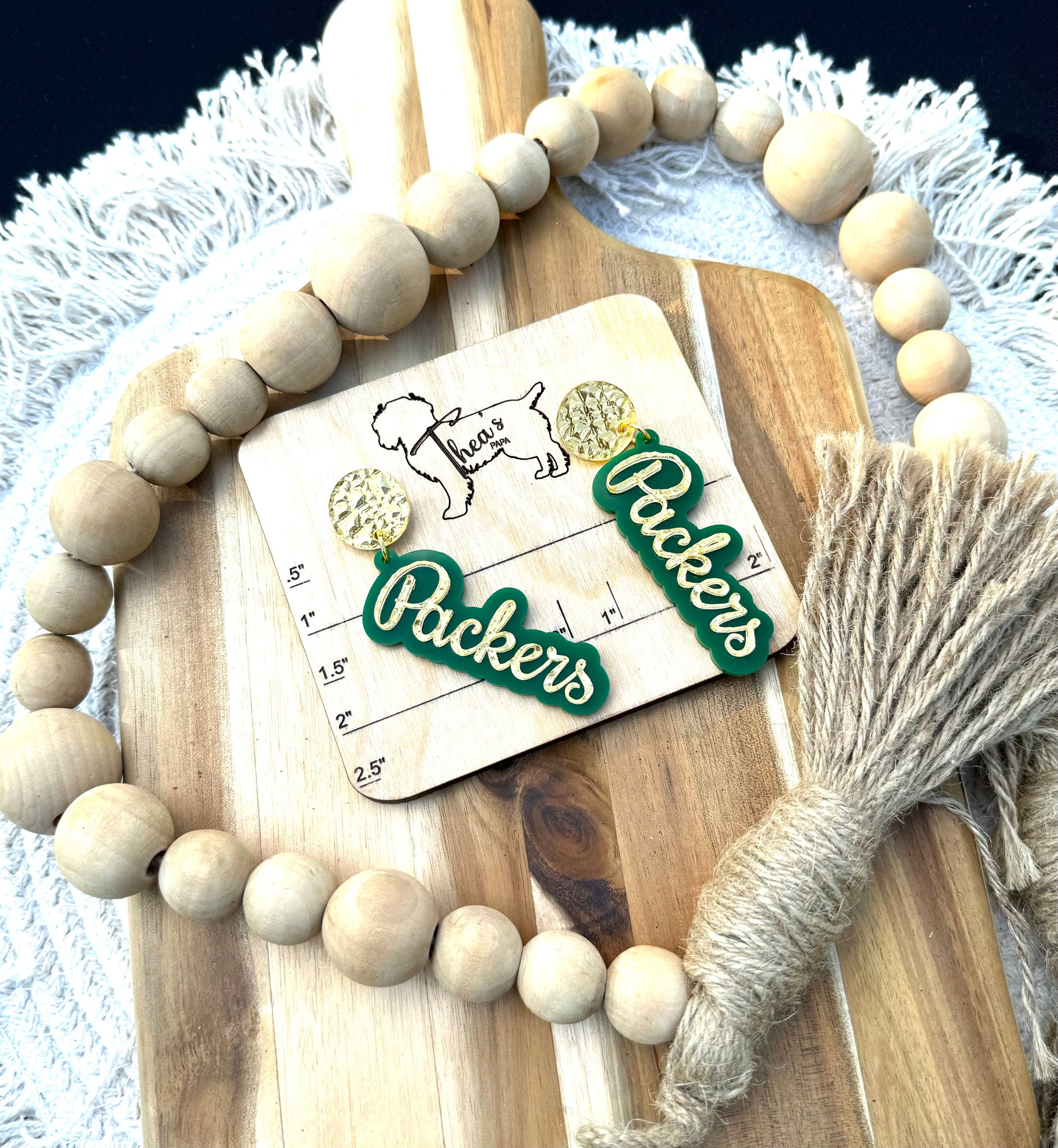 Packers earrings Gameday statement earrings Spirit earrings Cheeseheads Lamheau field GO PACK GO - Earrings