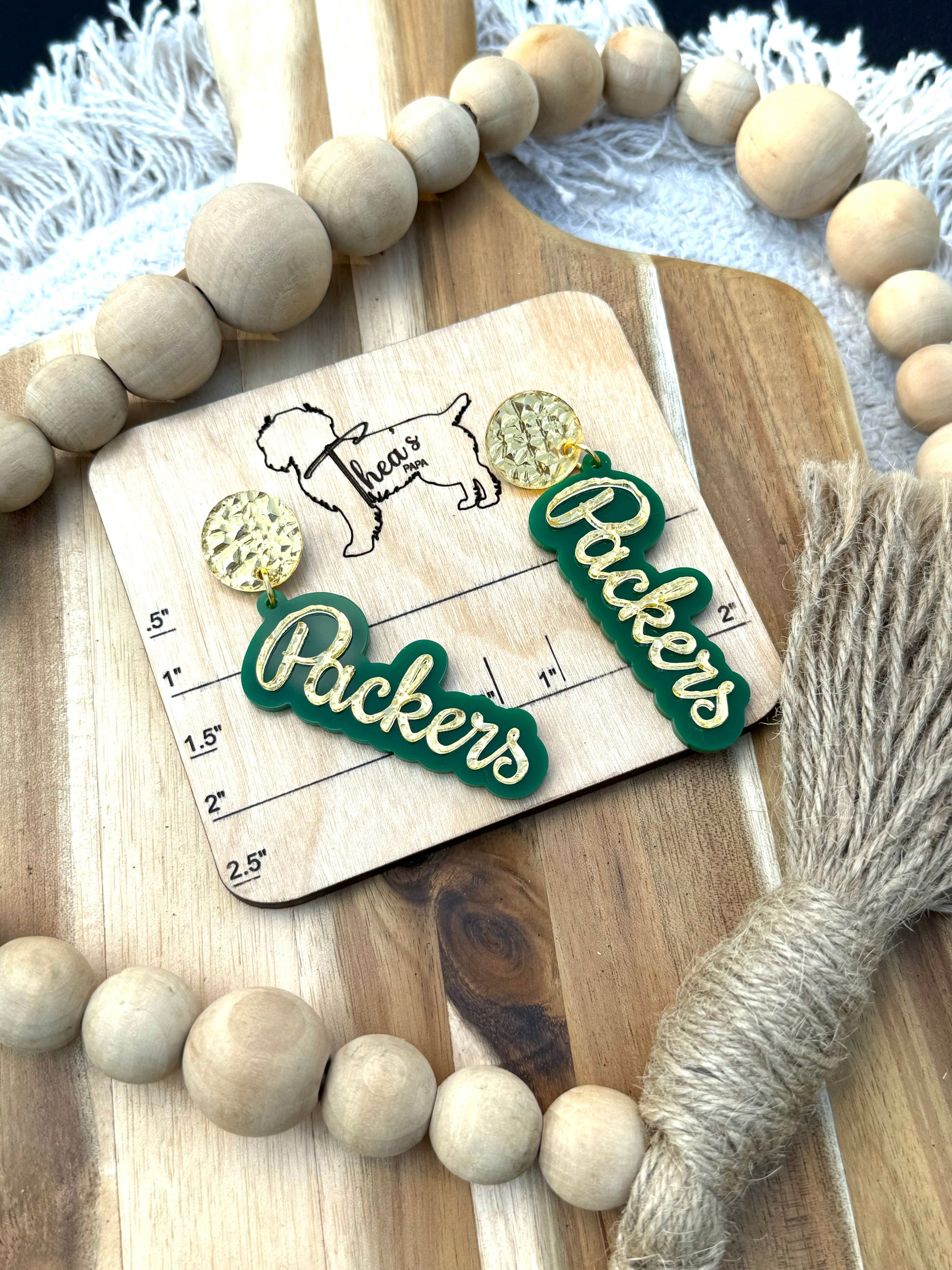 Packers earrings Gameday statement earrings Spirit earrings Cheeseheads Lamheau field GO PACK GO - Earrings