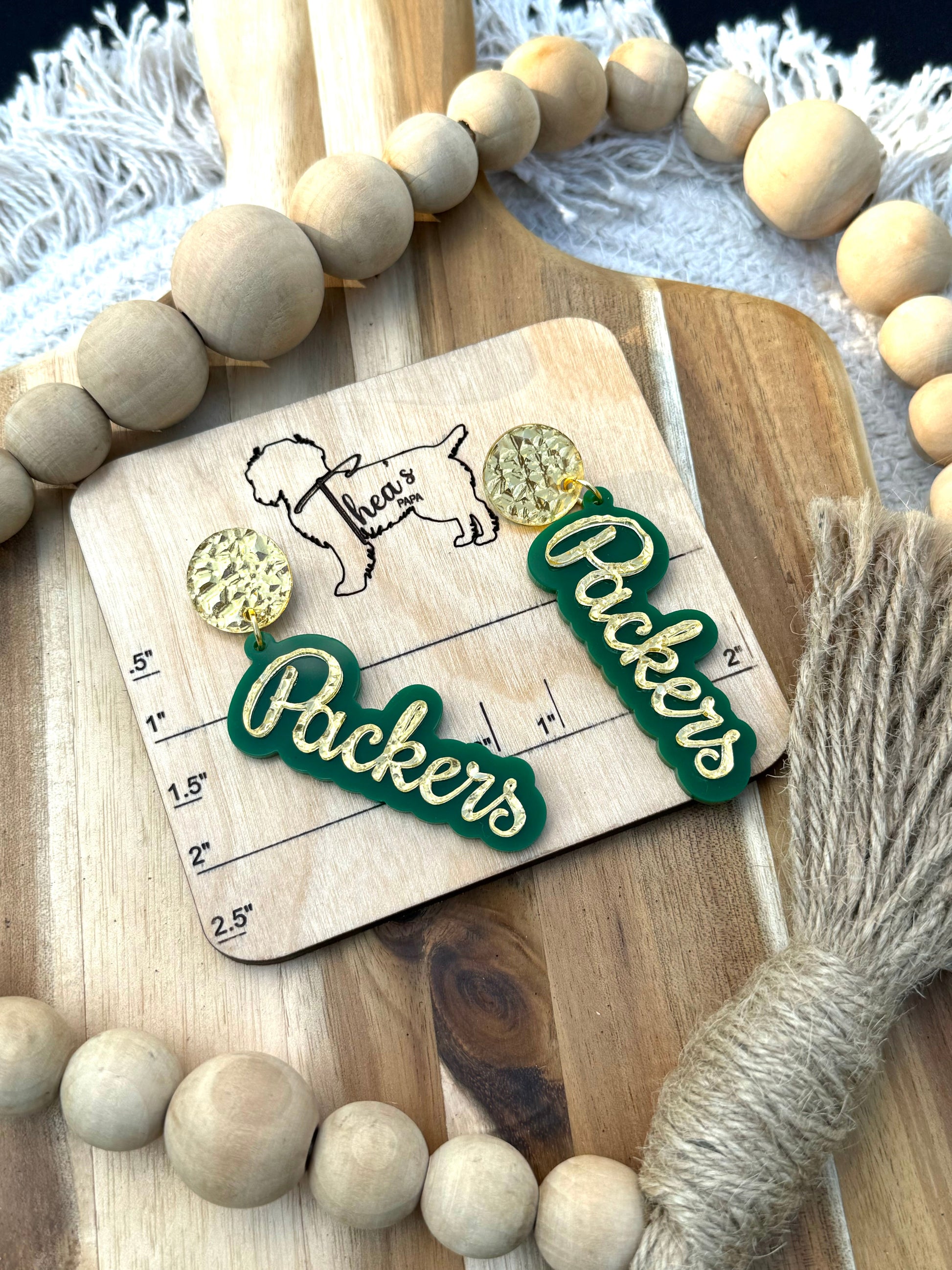 Packers earrings Gameday statement earrings Spirit earrings Cheeseheads Lamheau field GO PACK GO - Earrings