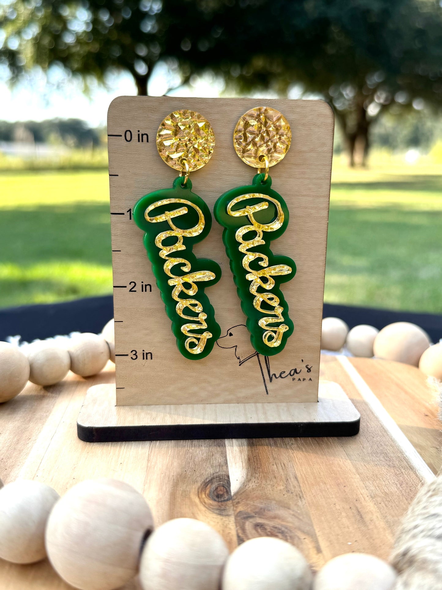 Packers earrings Gameday statement earrings Spirit earrings Cheeseheads Lamheau field GO PACK GO - Earrings