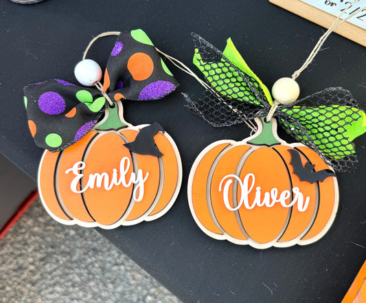 Pumpkin name tags personalized,