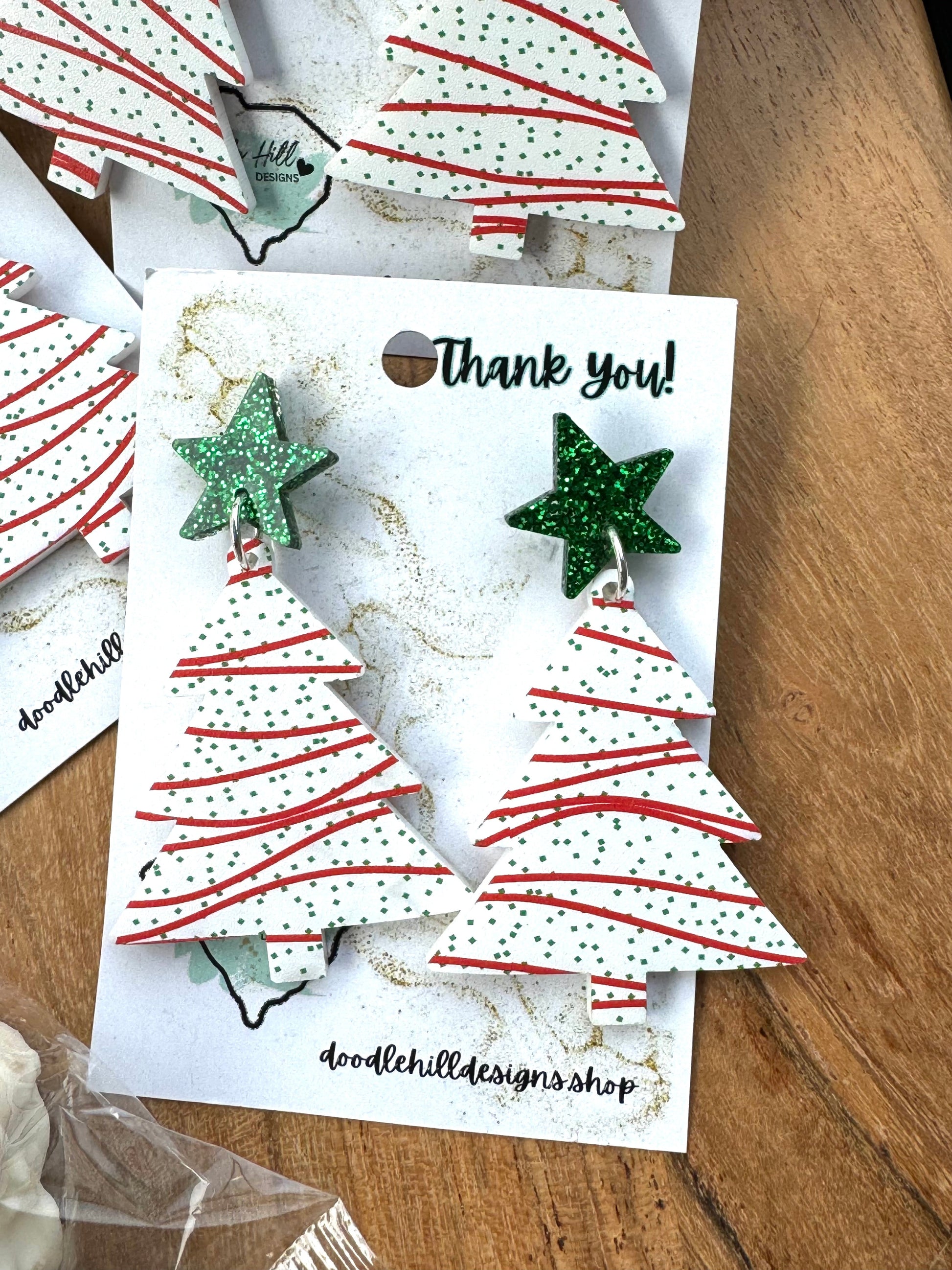 Snack cake christmas tree earrings - Green - Earrings