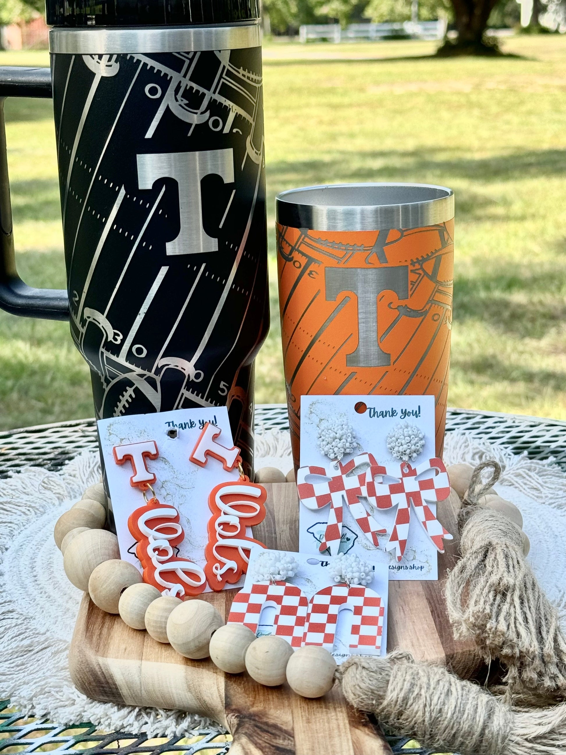Tennessee Vols gameday accessories 40 oz black unbranded stainless steel Tennessee vols football theme gift