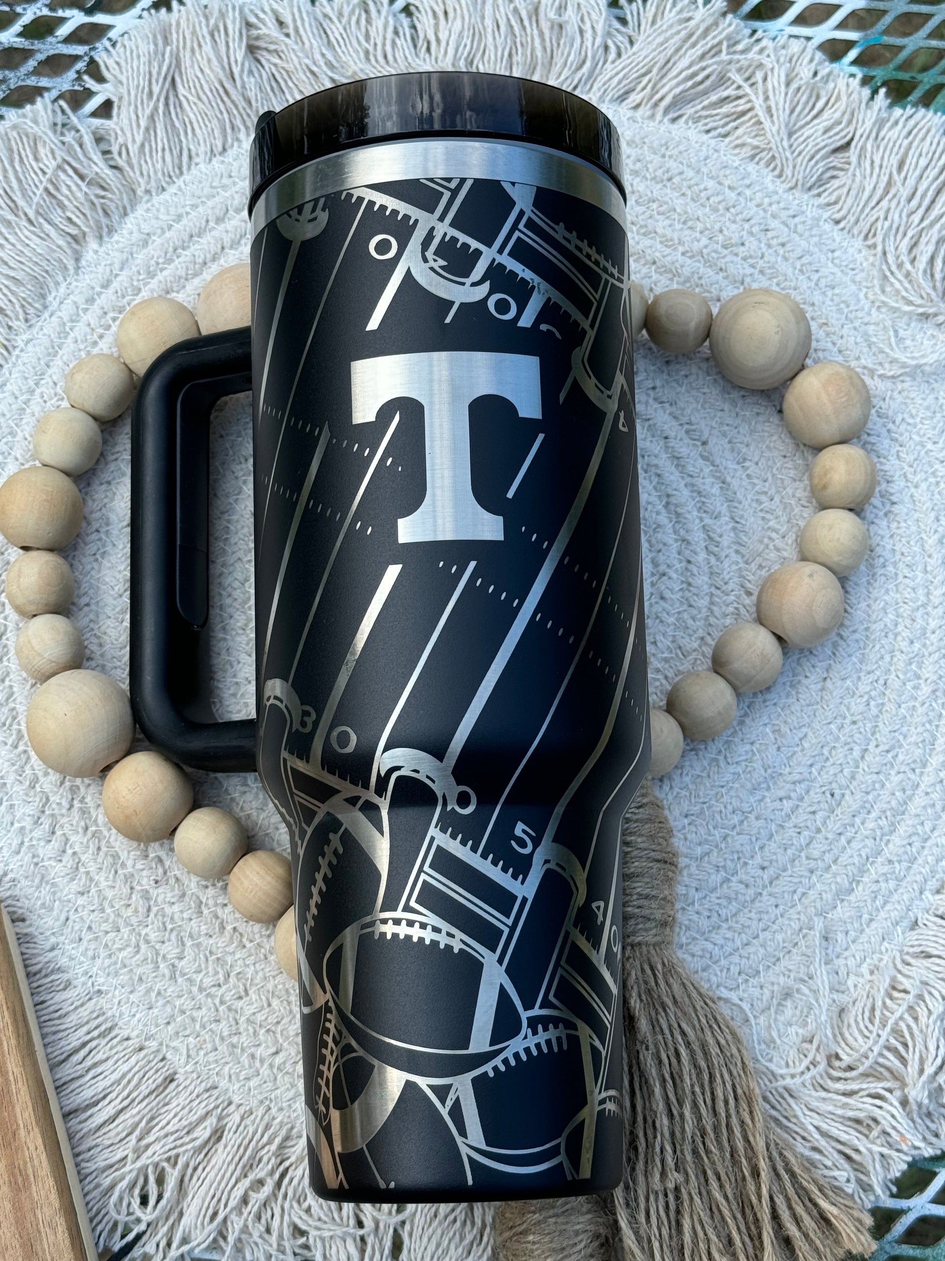 Tennessee Vols gameday accessories 40 oz black unbranded stainless steel Tennessee vols football theme gift