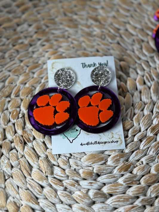 Tiger paw earrings Gameday statement earrings School spirit Clemson All in gameday at clemson