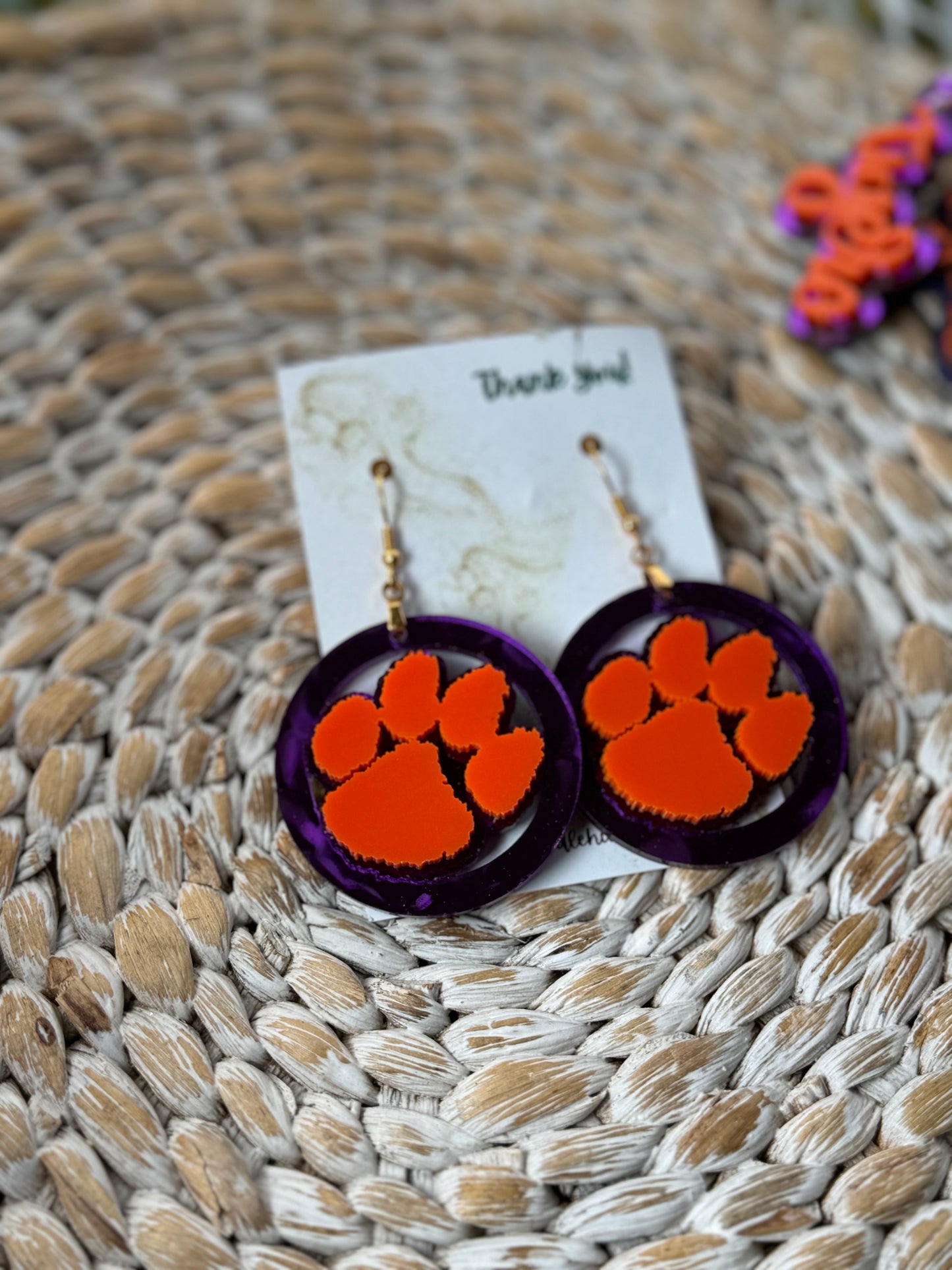 Tiger paw earrings Gameday statement earrings School spirit Clemson All in gameday at clemson