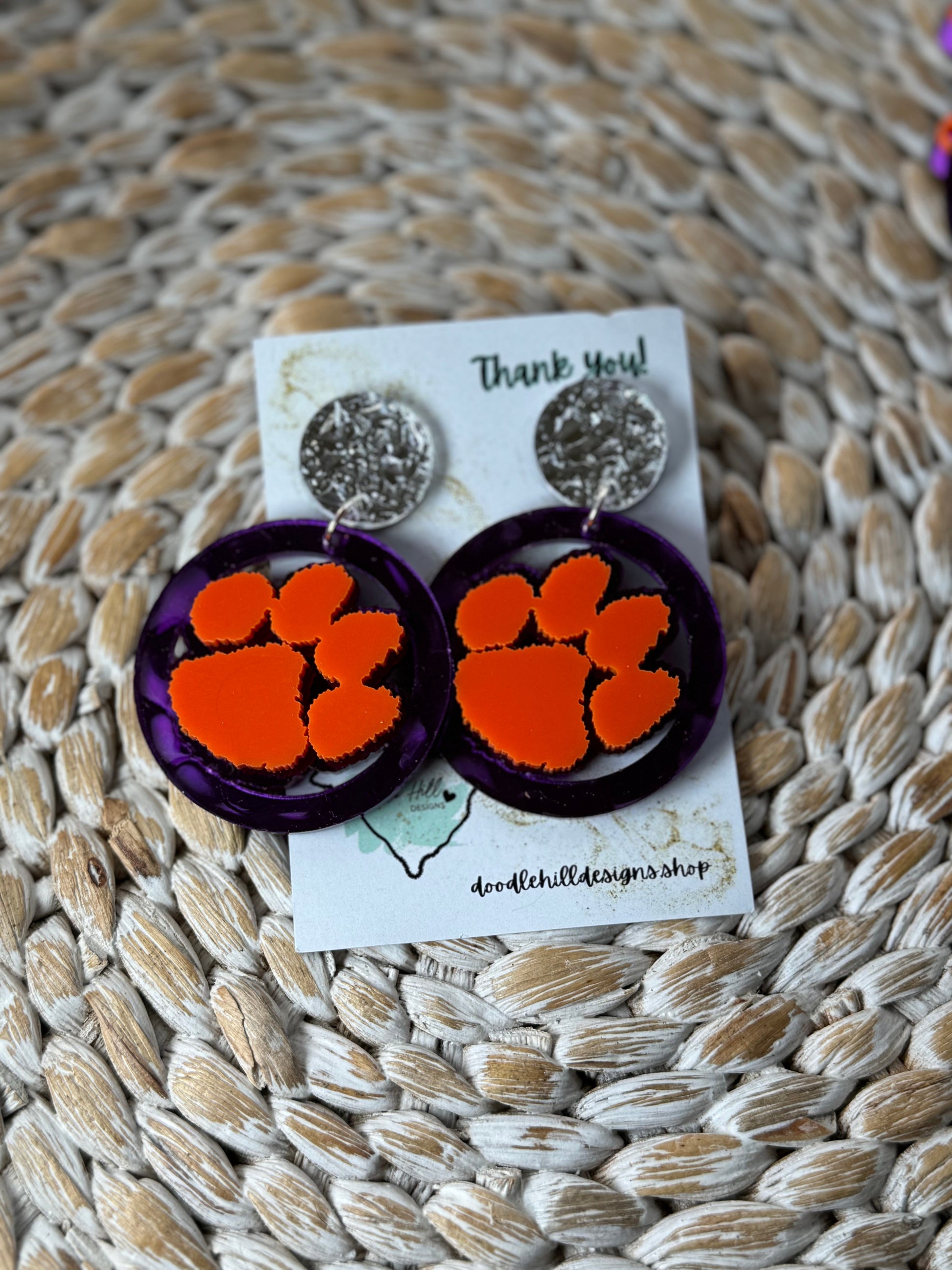 Tiger paw earrings Gameday statement earrings School spirit Clemson All in gameday at clemson
