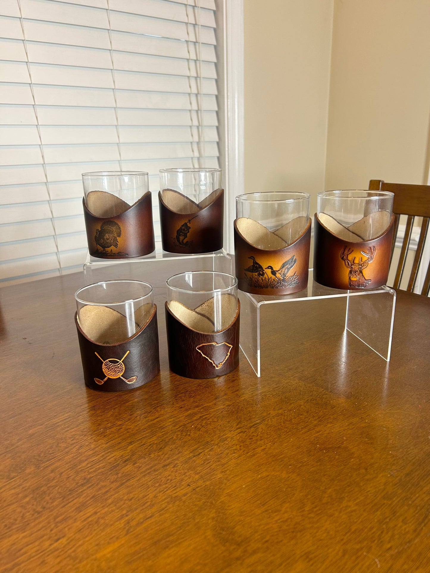 Wildlife Laser Engraved Whiskey Glass with Leather Band | Classy Gifts for Men | Groomsmen Whiskey Gift | Rustic